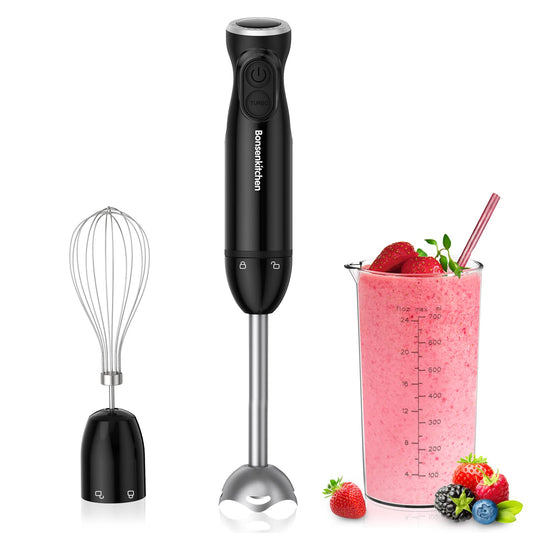"Vielseitiger Genuss: 3-in-1 Stabmixer mit 1000W in Schwarz für Ihre Küche"