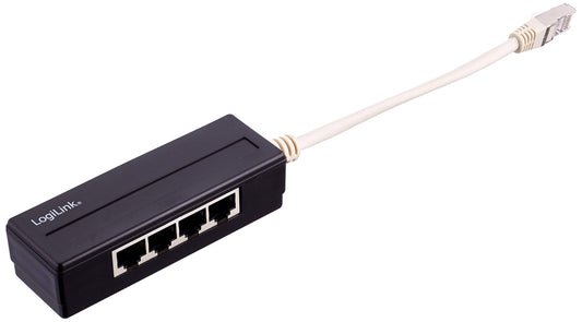 "Erweitern Sie Ihr Netzwerk: Schwarzer 4-Port-RJ45-Splitter für Flexibilität"
