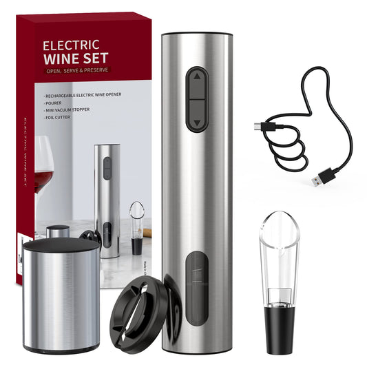 "Vielseitiges 4-in-1 Set: Edelstahl-Korkenzieher für Weinliebhaber"