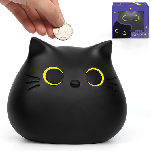 Schwarze Katze Spardose – Kawaii Sparschwein für Kinder