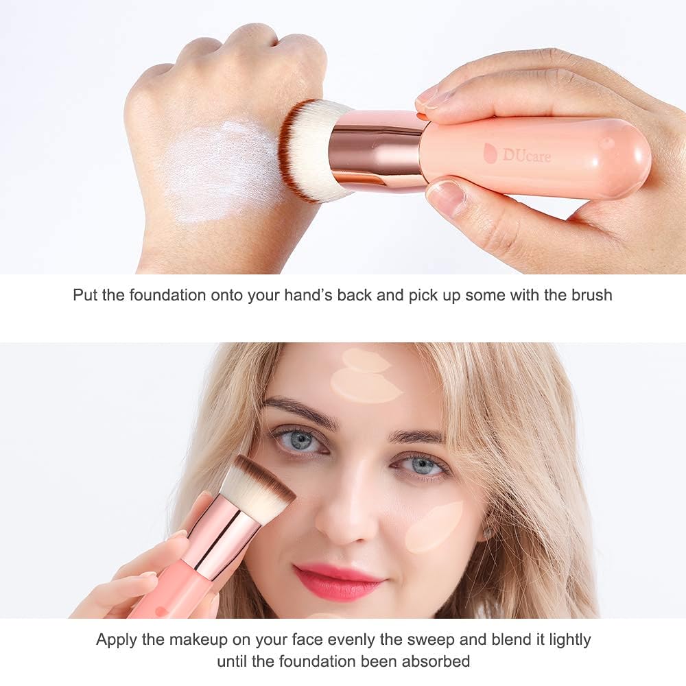 DUcare Foundation Pinsel Kabuki Make Up Pinsel Flat Top Pinsel Schminkpinsel Kosmetikpinsel - Ideal für Cremige, Pudrige oder Flüssige Foundation
