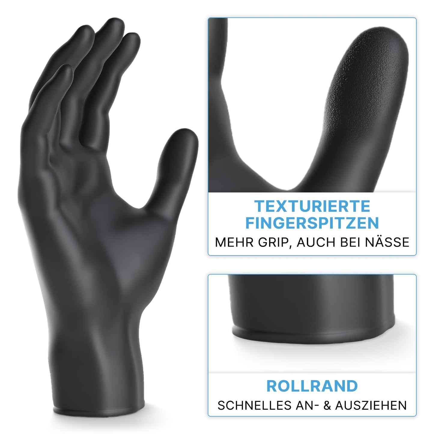 ARNOMED Nitril Midnight Black Einweghandschuhe - 100 Stück, Schwarz