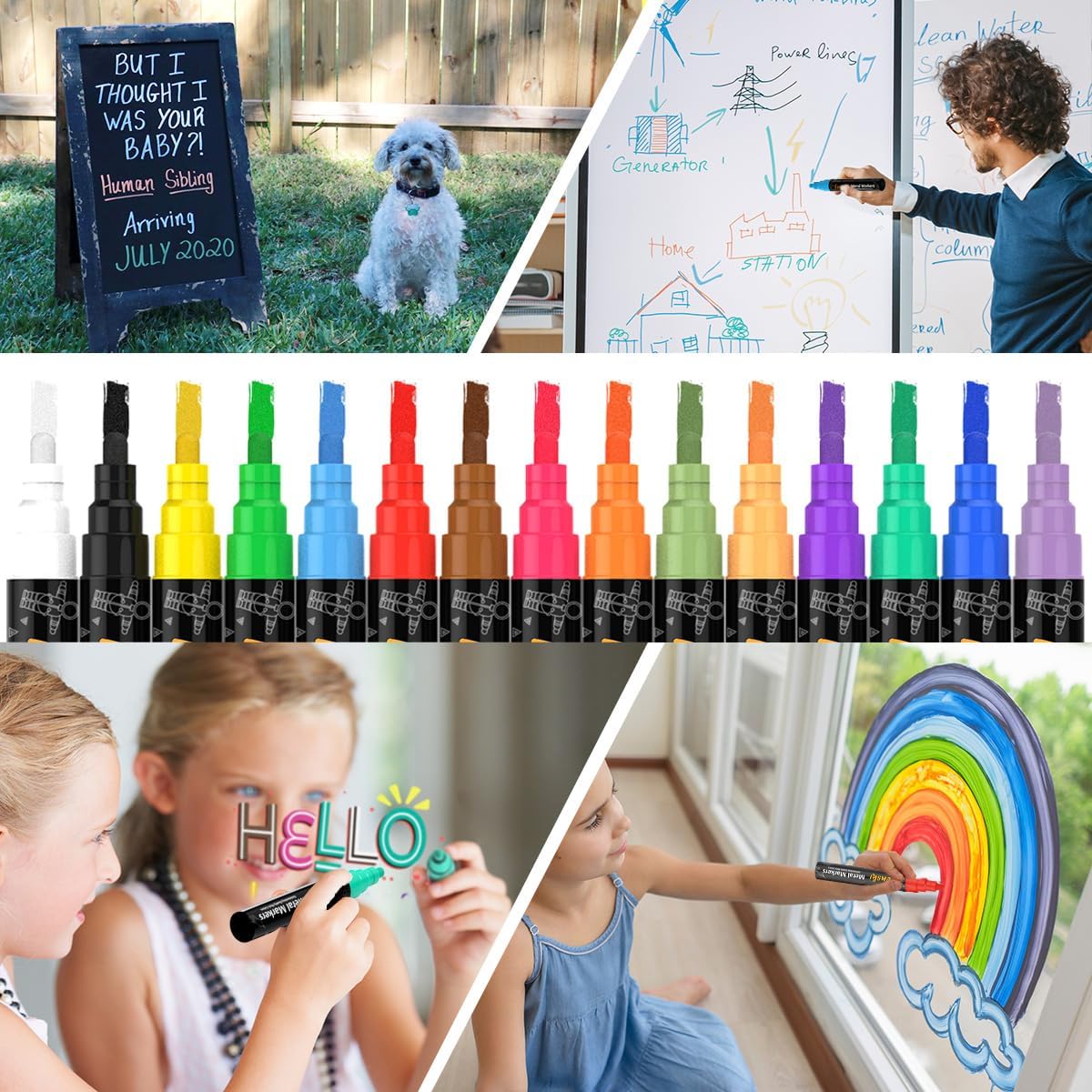 Lenski 21 Kreidestifte für Tafel Abwaschbar, Einschulung Mädchen, Stifte 6MM Kreidestifte für Fenster, Whiteboard Kreidemarker Fensterstifte Fenstermalstifte Tafelstifte Fensterkreide Glasmalstifte