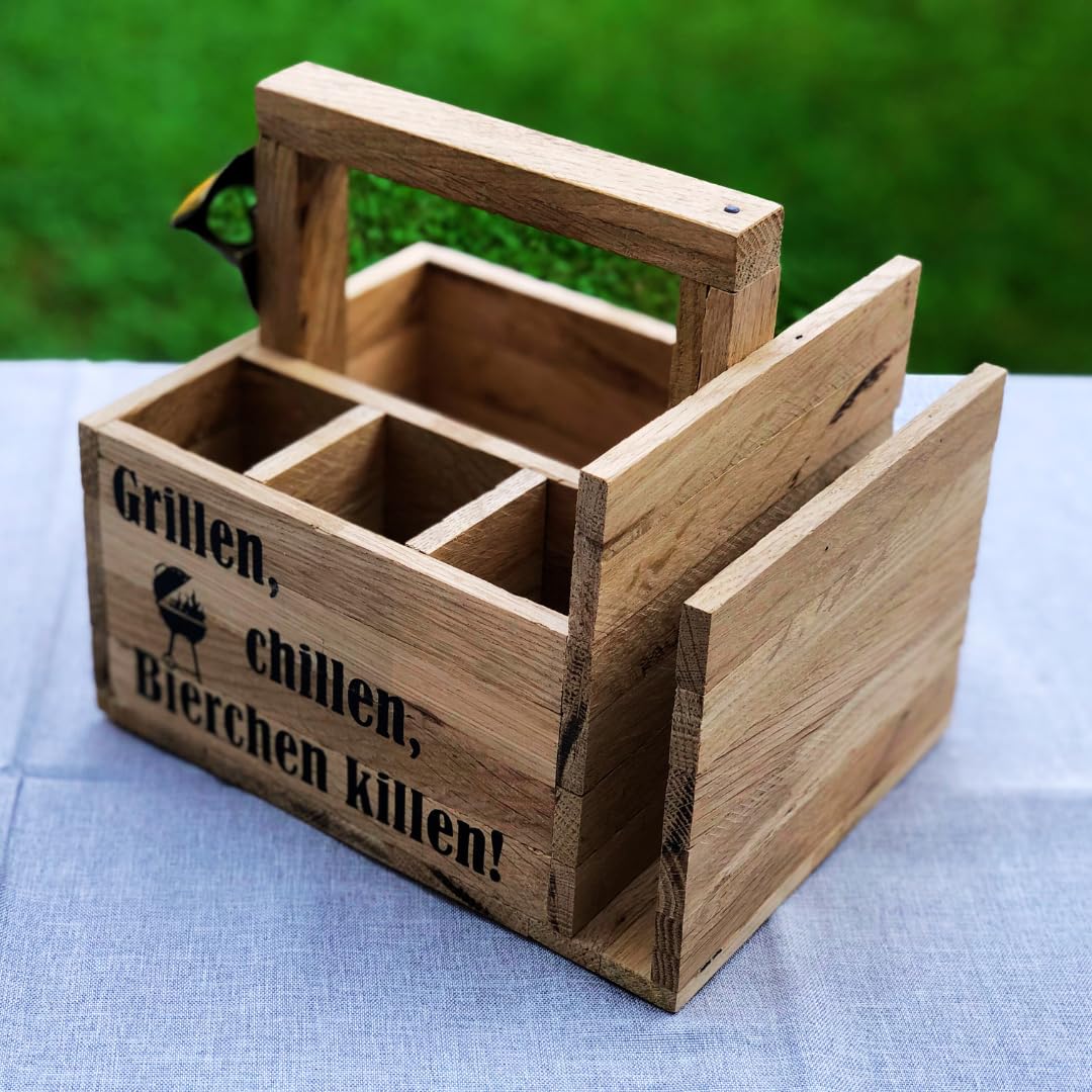 "Praktische Grillbox aus Akazienholz – Das perfekte Geschenk für Grillfans!"