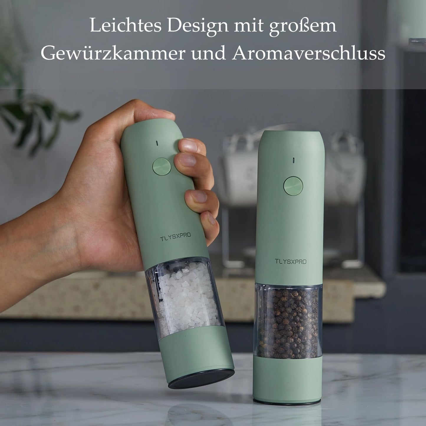 "Elegante 2er Set Elektrische Salz- und Pfeffermühlen mit LED & USB-Ladefunktion"