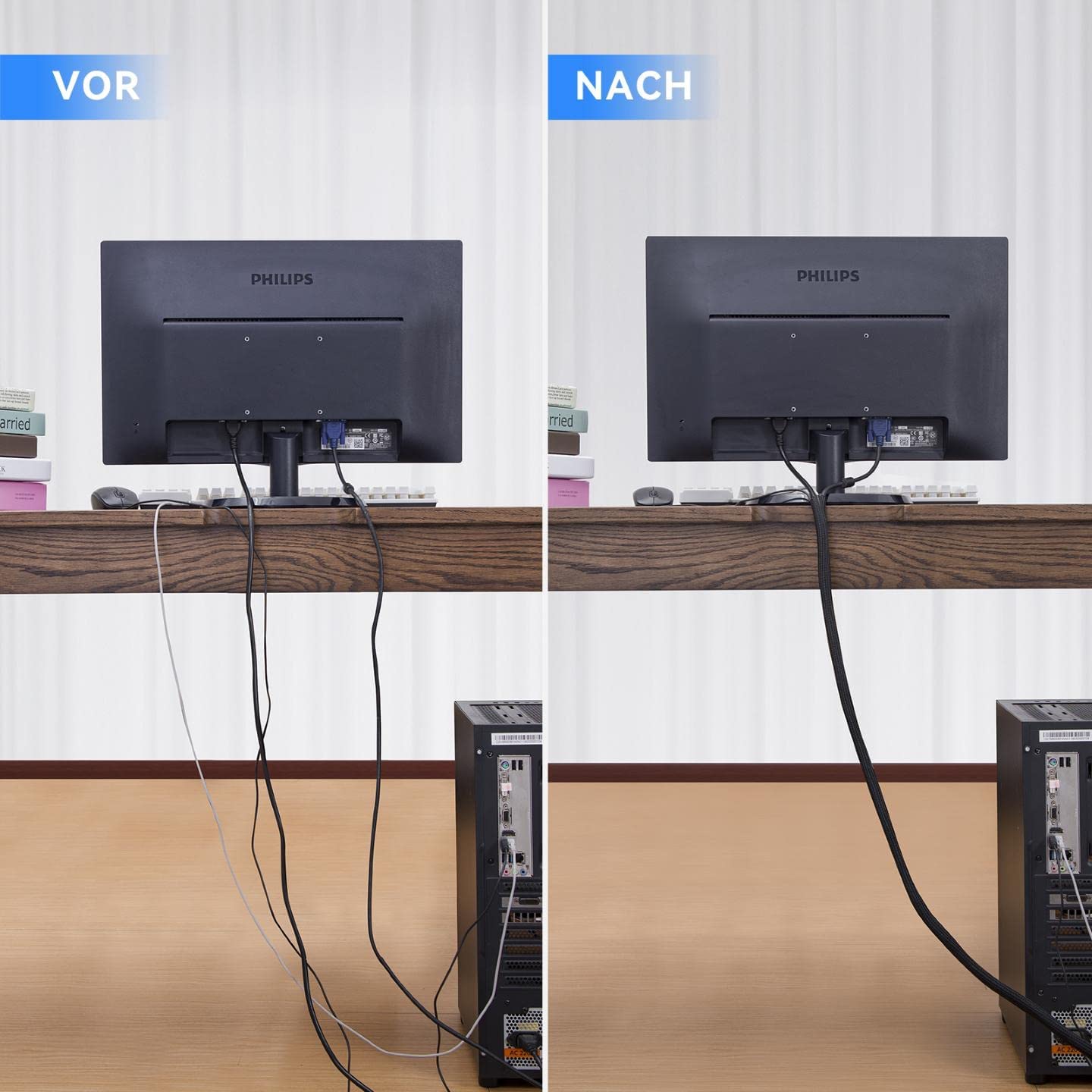 "Ordnung im Chaos: Flexibler, schwarzer 3m Kabelschlauch für alle Kabel!"