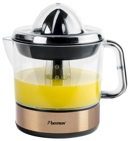 "Frisch gepresst: Kupferne Zitruspresse mit 2 Kegeln für aromatischen Genuss!"