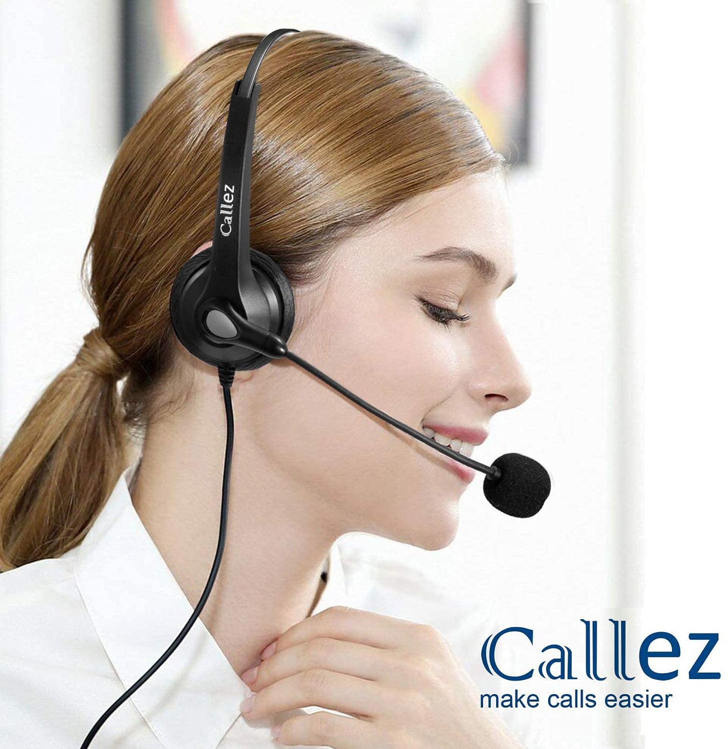 Callez RJ9 Festnetztelefon Headset mit Mikrofon
