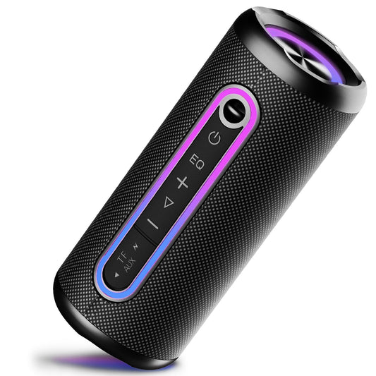Bluetooth Lautsprecher mit Licht, Bluetooth 5.4 Musikbox, 30W Dual Lautsprecher, Duale Bass-Treiber, 30 Std Akku, IPX7 wasserdicht, TWS Paarung, AUX, TF Karte, Geeignet Outdoor/Party/Reisen, Schwarz