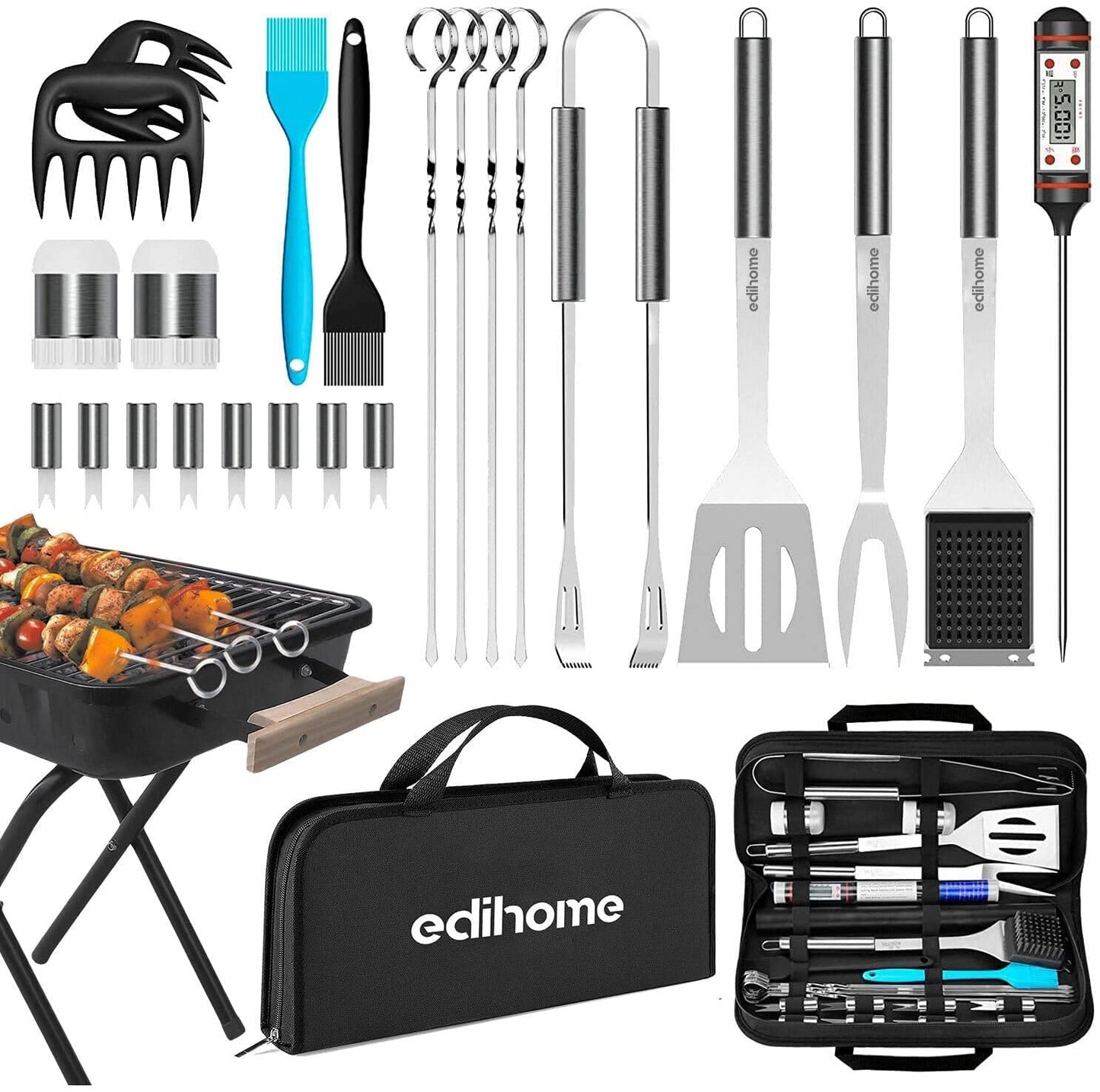 "Grillvergnügen deluxe: 25-teiliges Edelstahlset für unvergessliche BBQs!"