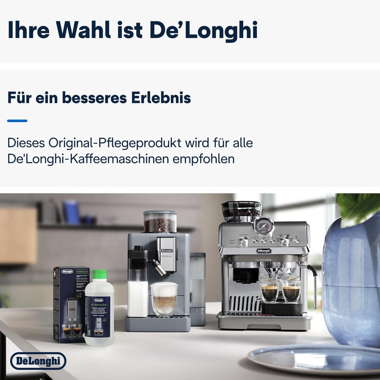 De'Longhi EcoDecalk DLSC502 Entkalker 2x500ml - Sanfte Pflege für Ihre Kaffeemaschine