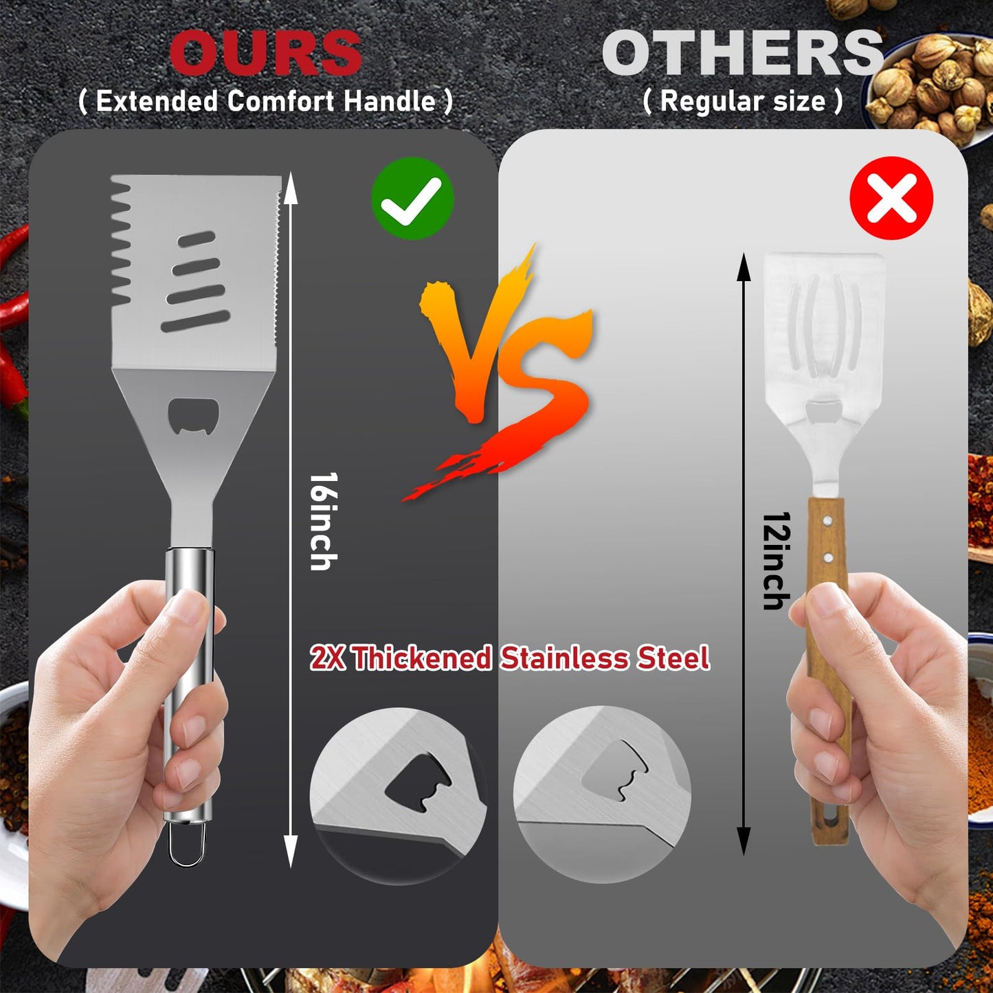 "Vollständiges 20er Grillzubehör-Set in Edelstahl – Perfekt für Grillmeister!"