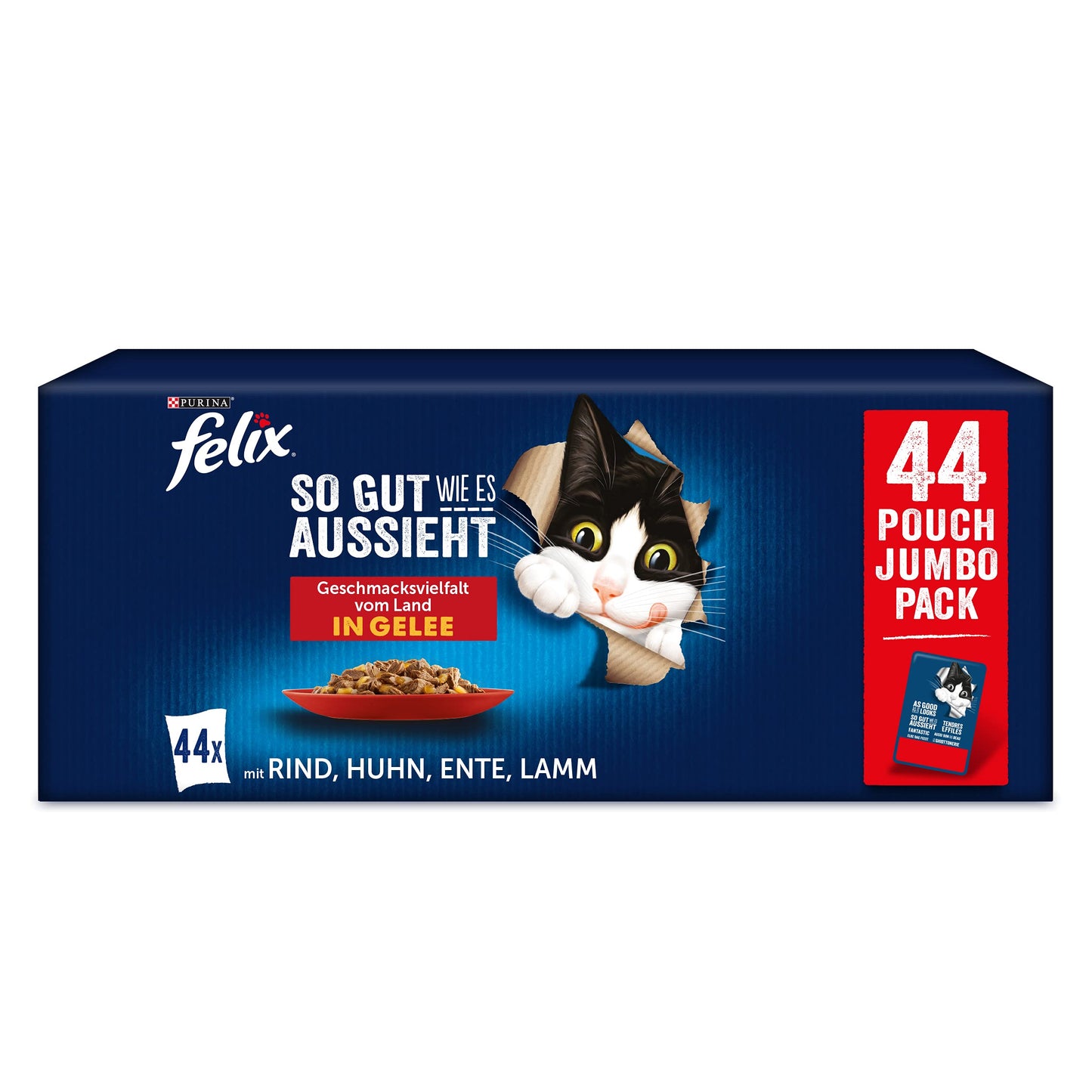 FELIX Katzennassfutter 44x85g – Geschmacksvielfalt in Gelee für glückliche Katzen