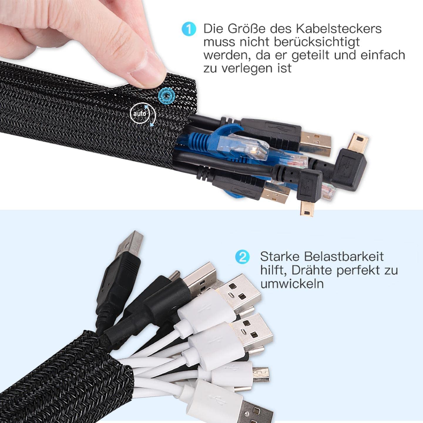 "Ordnung im Chaos: Flexibler, schwarzer 3m Kabelschlauch für alle Kabel!"