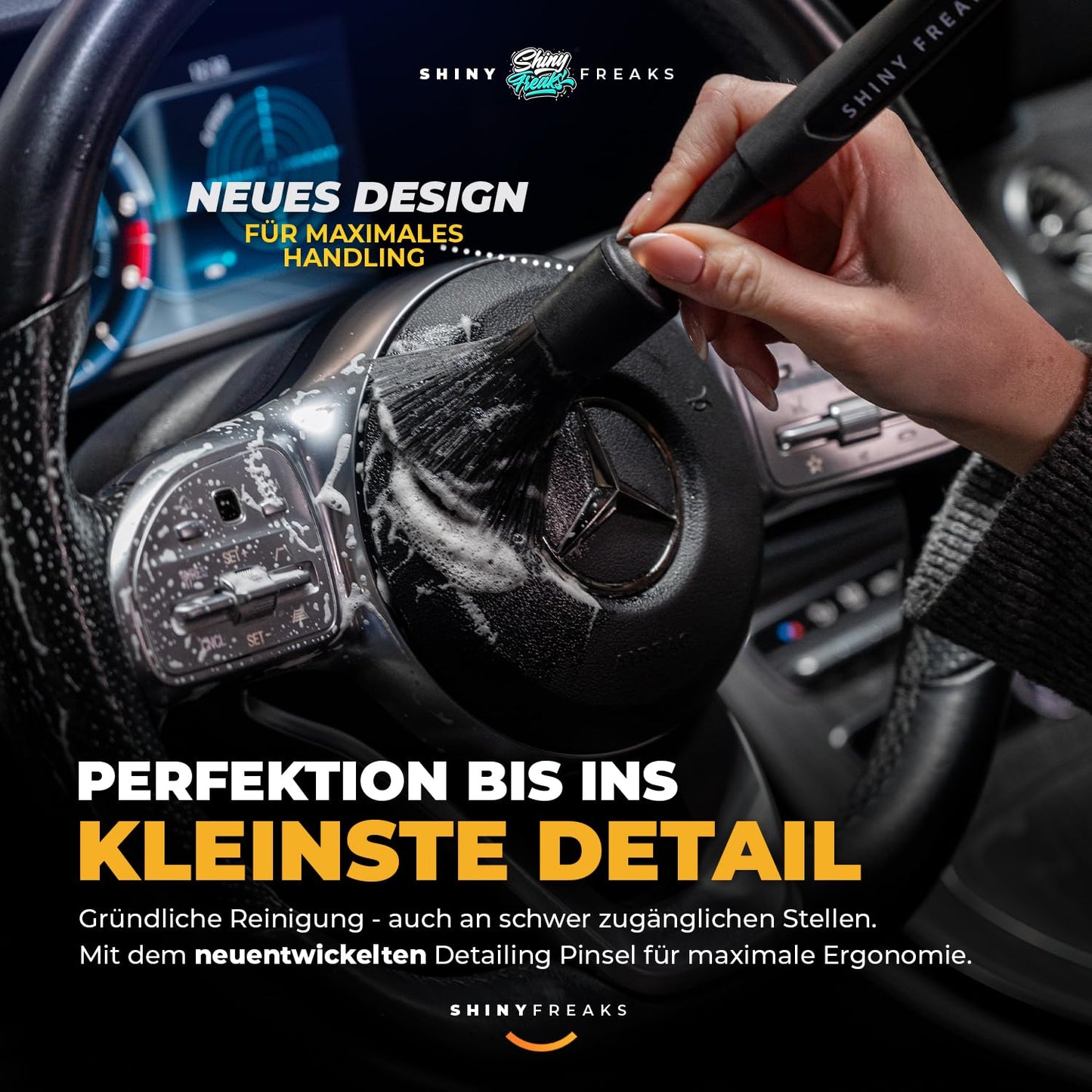 SONAX XTREME (1L) Innenraumreiniger + Bürste + chemicalworkz Pinsel + Shiny Freaks Mikrofasertuch - Auto Innenraum Reiniger, Kunststoff, Polster, Leder, Cockpitpflege, Auto Reinigungsset
