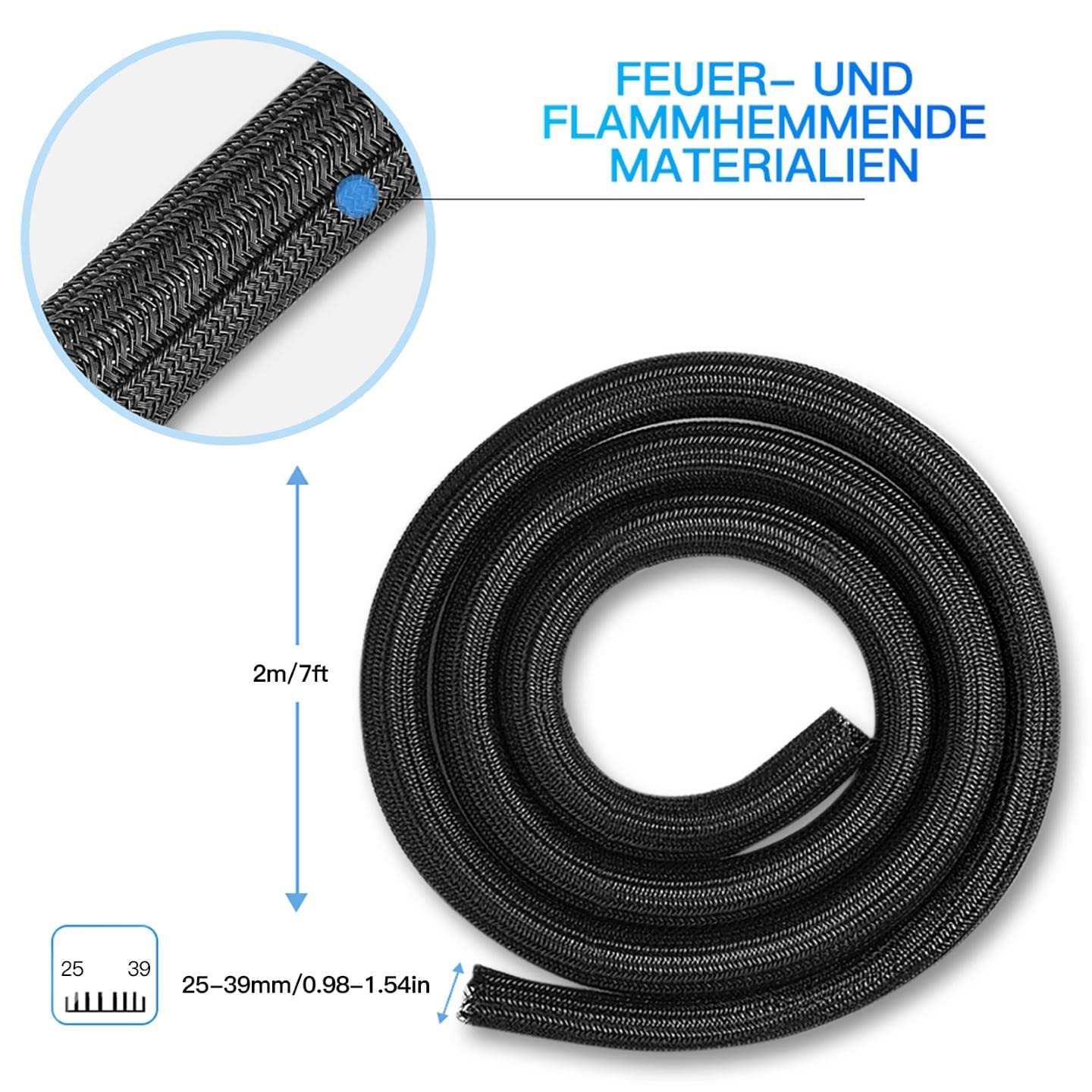 "Ordnung im Chaos: Flexibler, schwarzer 3m Kabelschlauch für alle Kabel!"