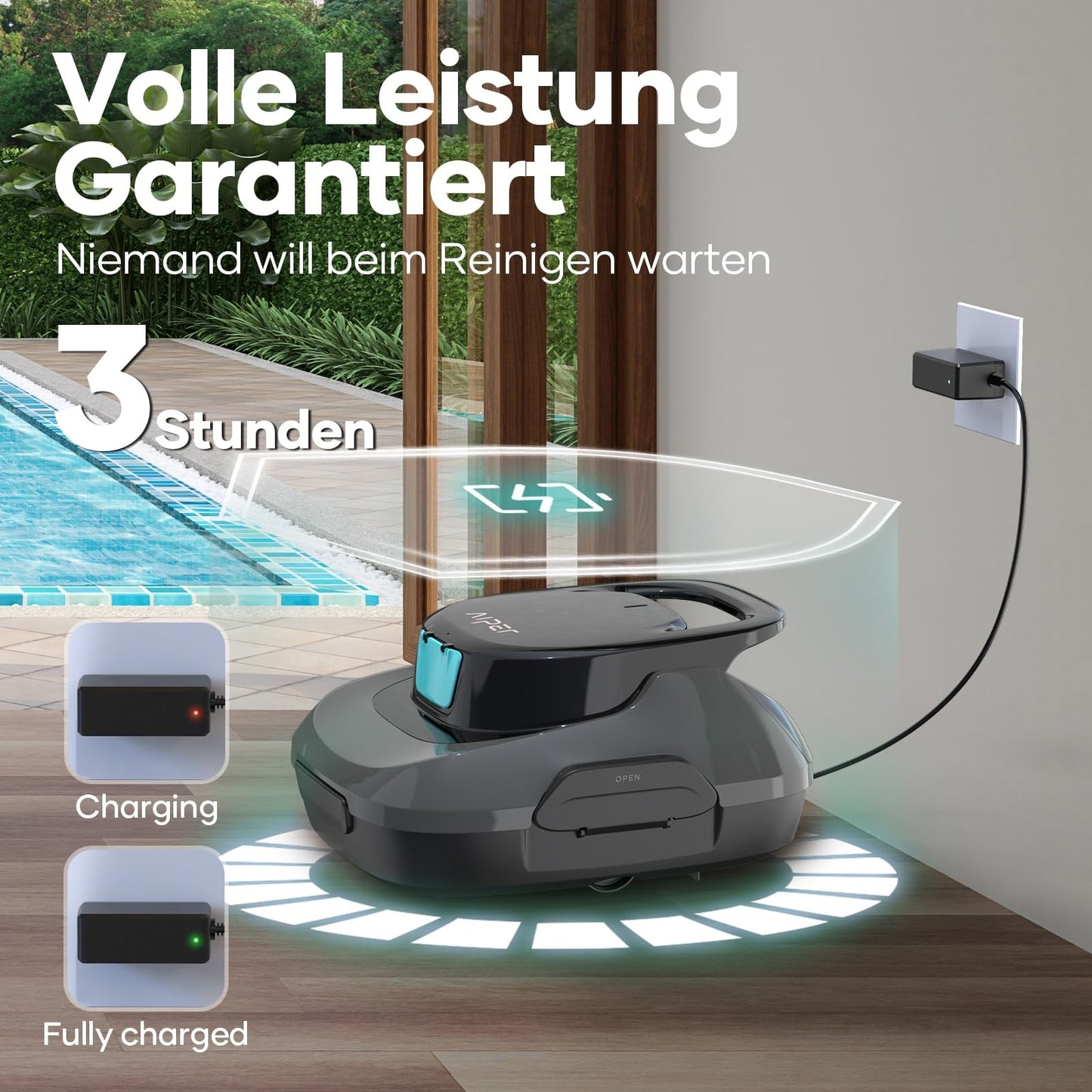 AIPER Poolroboter, Kabelloser Poolsauger Akku, Automatische Reinigung mit Selbsteinparkfunktion