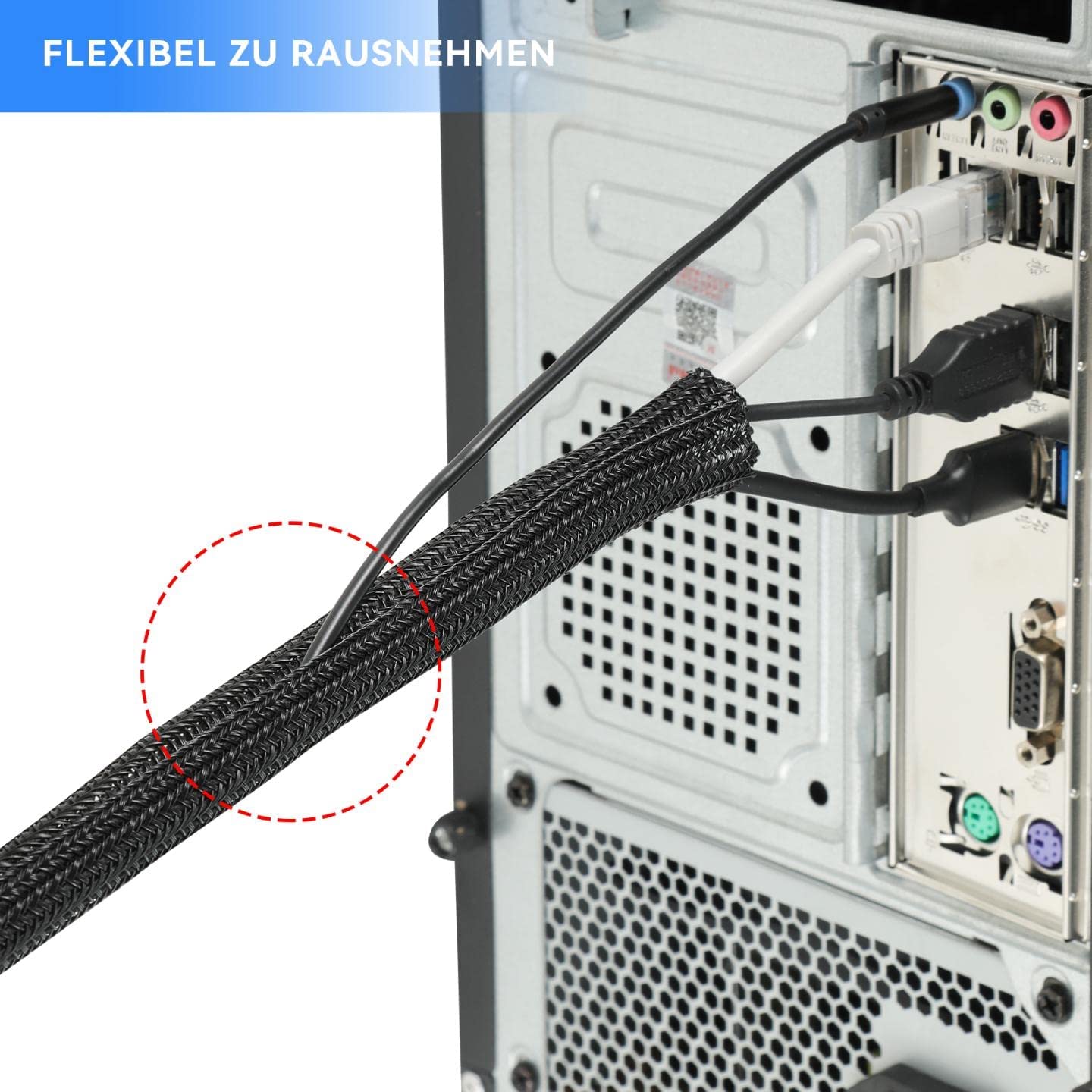 "Ordnung im Chaos: Flexibler, schwarzer 3m Kabelschlauch für alle Kabel!"