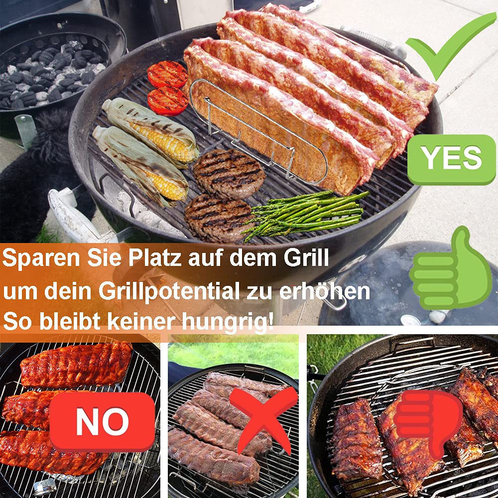"Maximale Grillpower: Edelstahl Spareribs Halter für 5 köstliche Rippchen!"