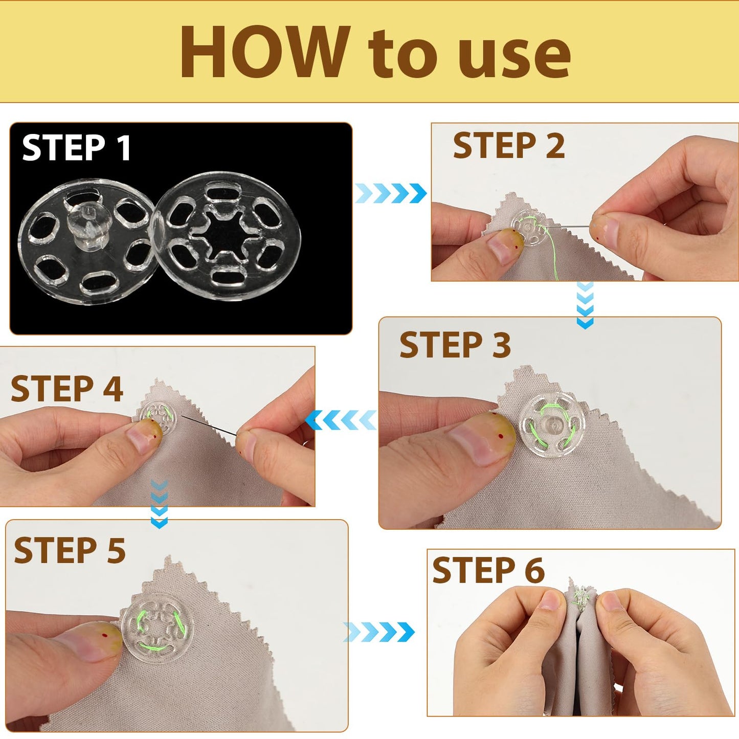 Druckknöpfe zum Annähen – 100 Sets in Transparent für DIY Projekte