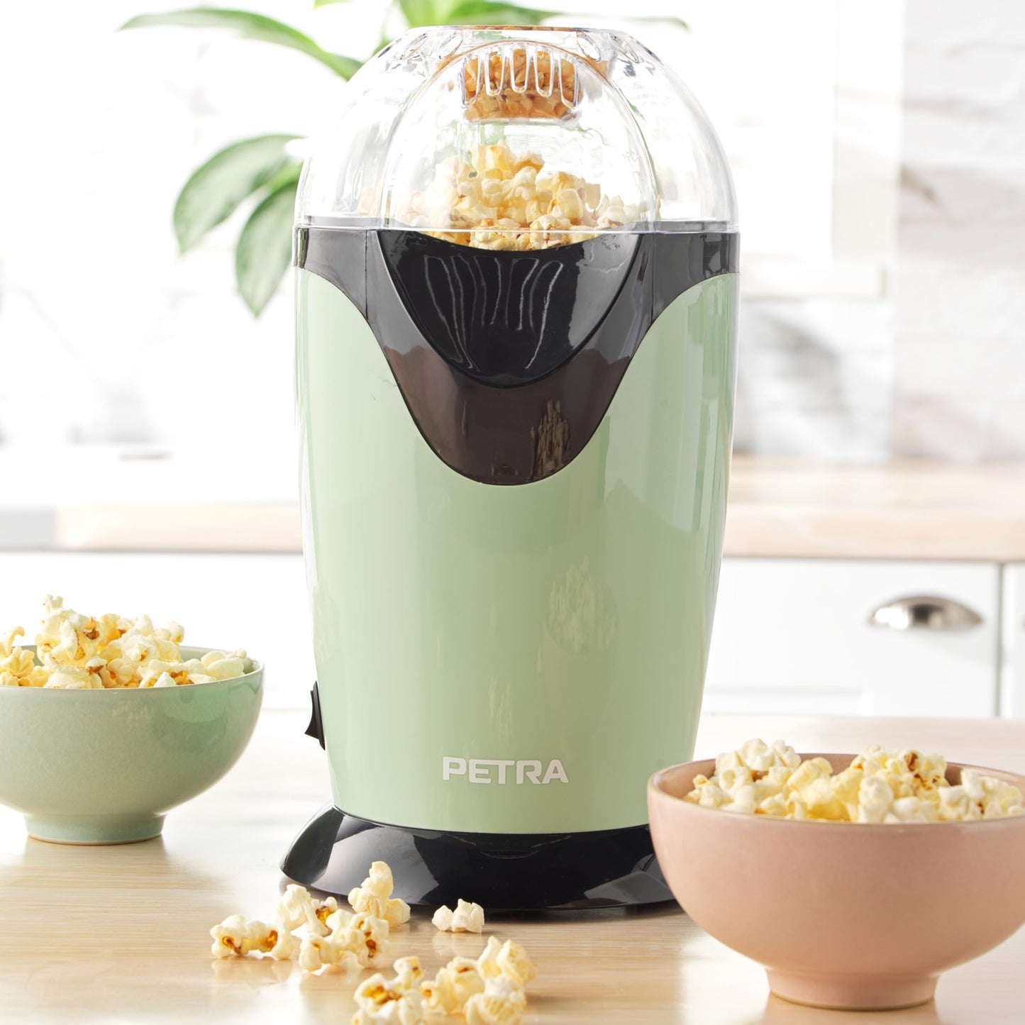 "Gesundes Snackvergnügen: Retro Heißluft Popcornmaschine in Grün"