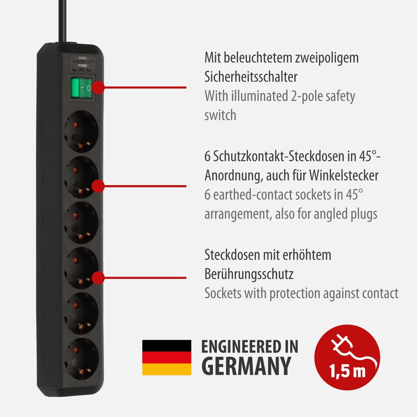 Brennenstuhl Eco-Line Steckdosenleiste 6-Fach schwarz