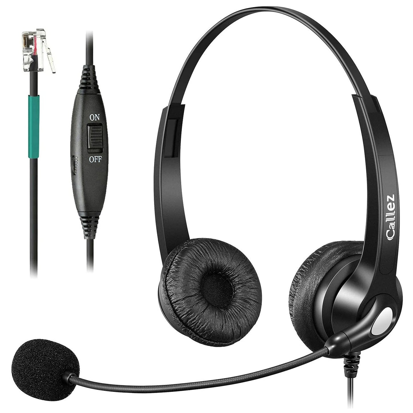 Callez RJ9 Festnetztelefon Headset mit Mikrofon