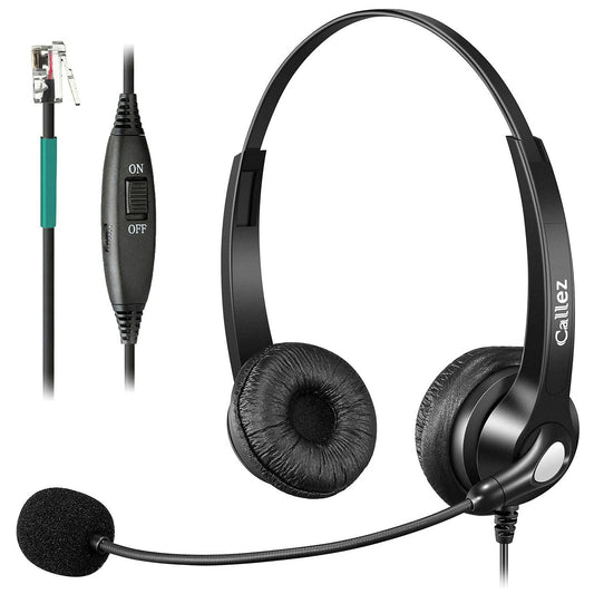Callez RJ9 Festnetztelefon Headset mit Mikrofon