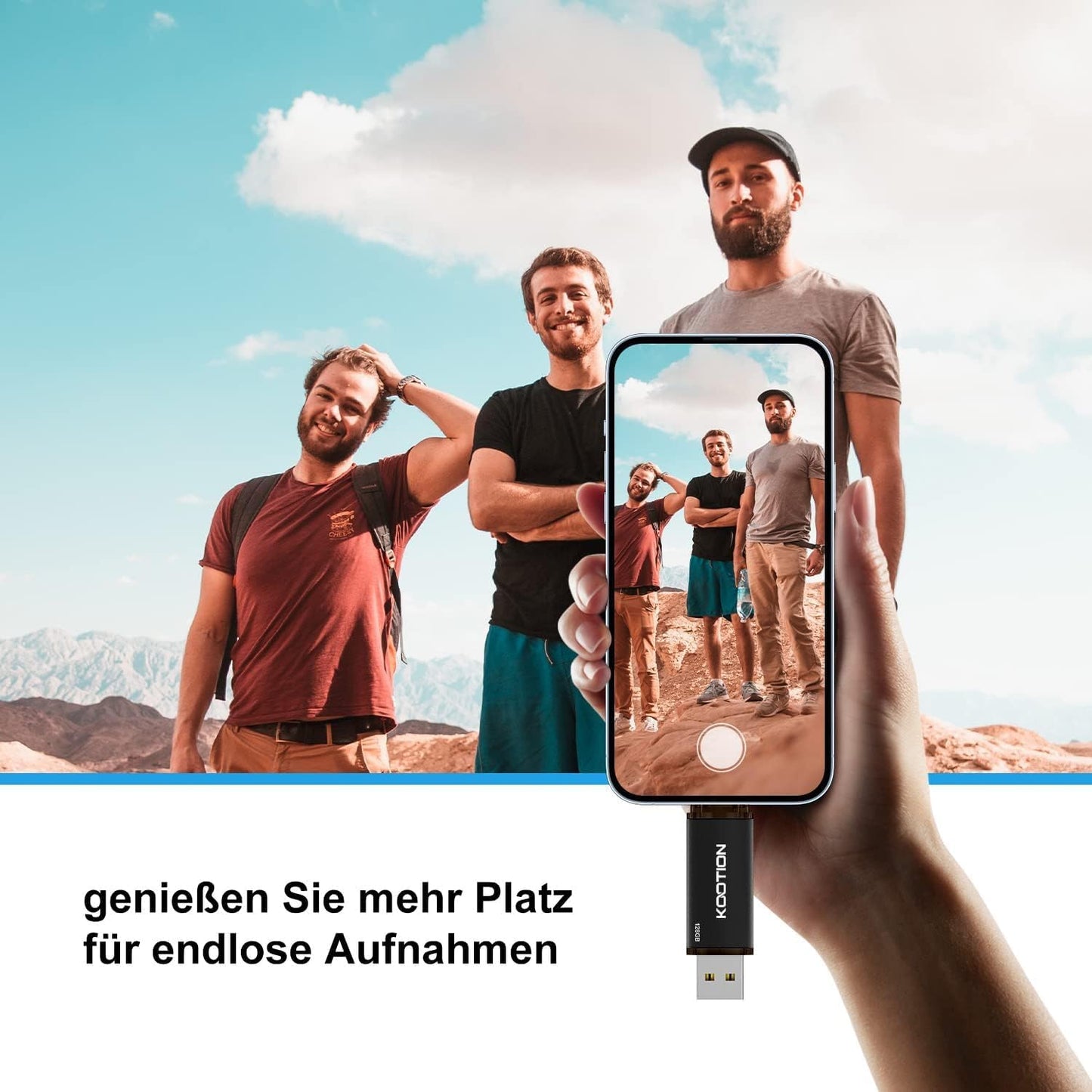 KOOTION USB C Stick – 128GB Schwarz – Vielseitiger Speicher für unterwegs