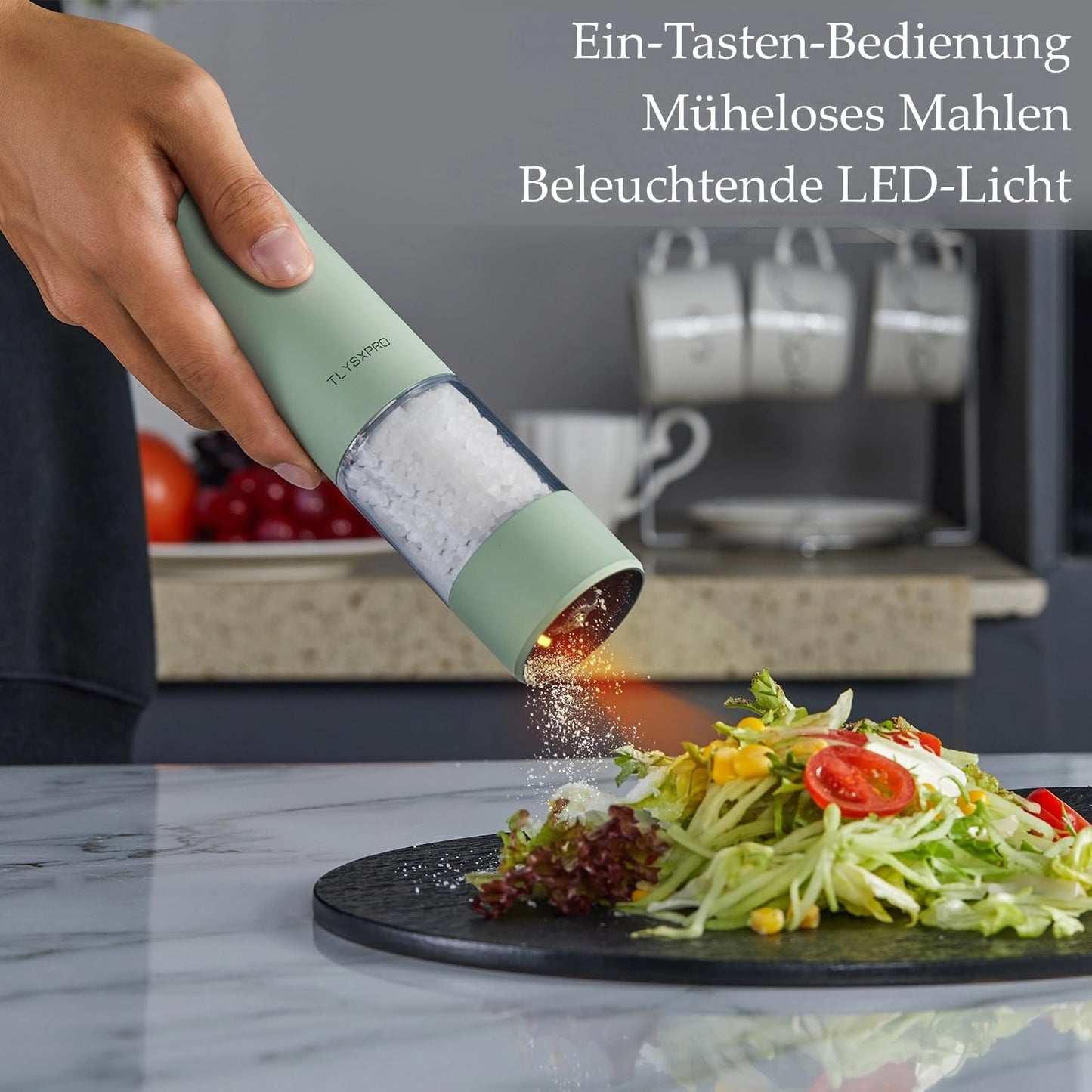 "Elegante 2er Set Elektrische Salz- und Pfeffermühlen mit LED & USB-Ladefunktion"