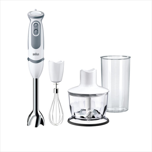 "Vielseitiger Genuss: 1000W Stabmixer mit Zubehör in elegantem Weiß!"