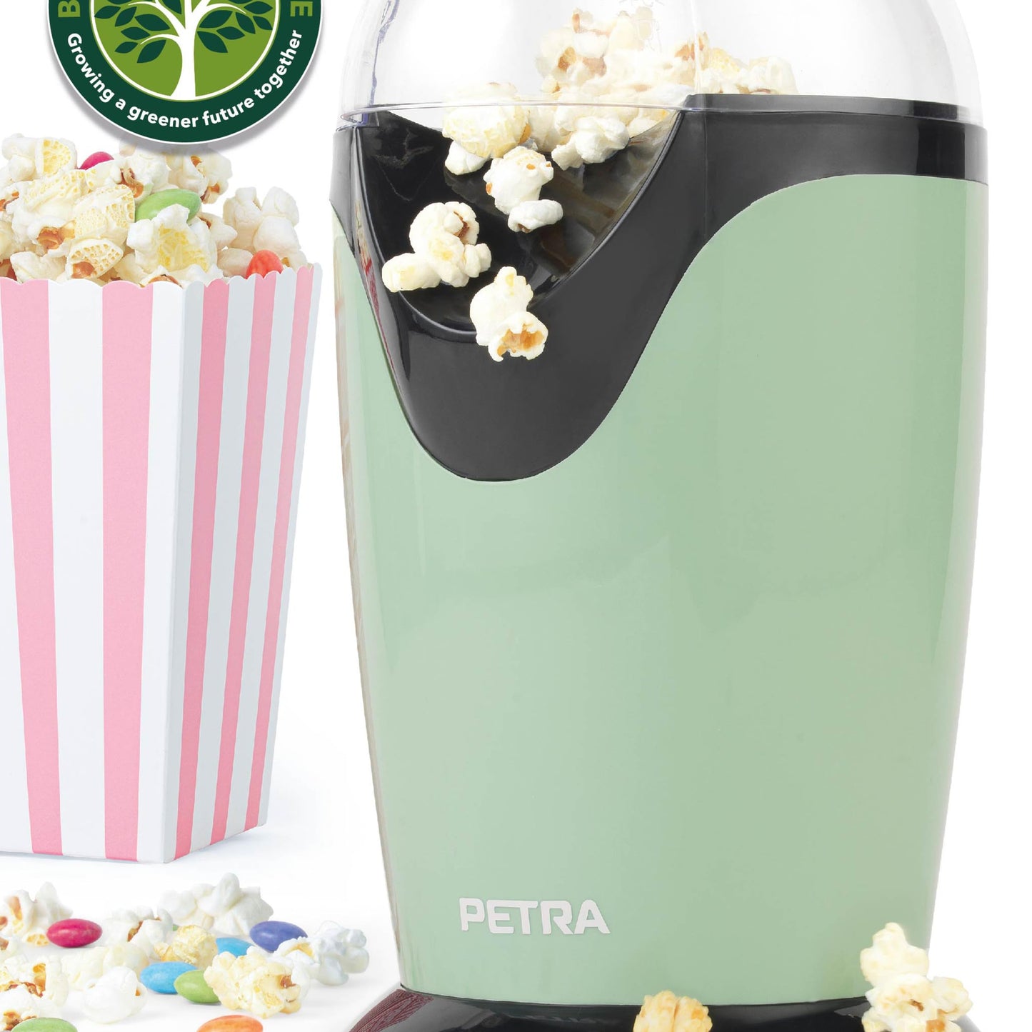 "Gesundes Snackvergnügen: Retro Heißluft Popcornmaschine in Grün"