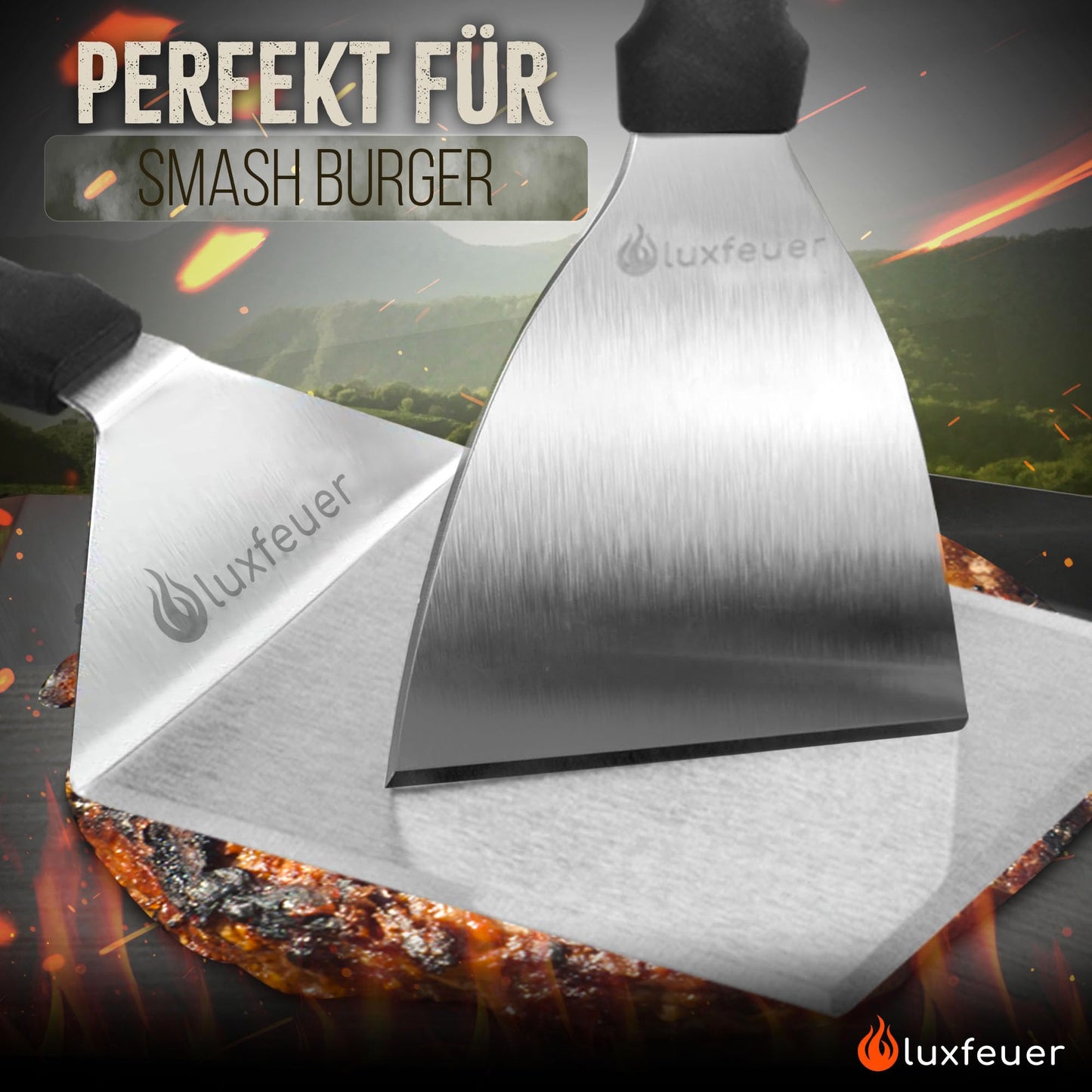 "Präzision für Grillprofis: 2x Edelstahl-Spachtel für Burger & mehr!"