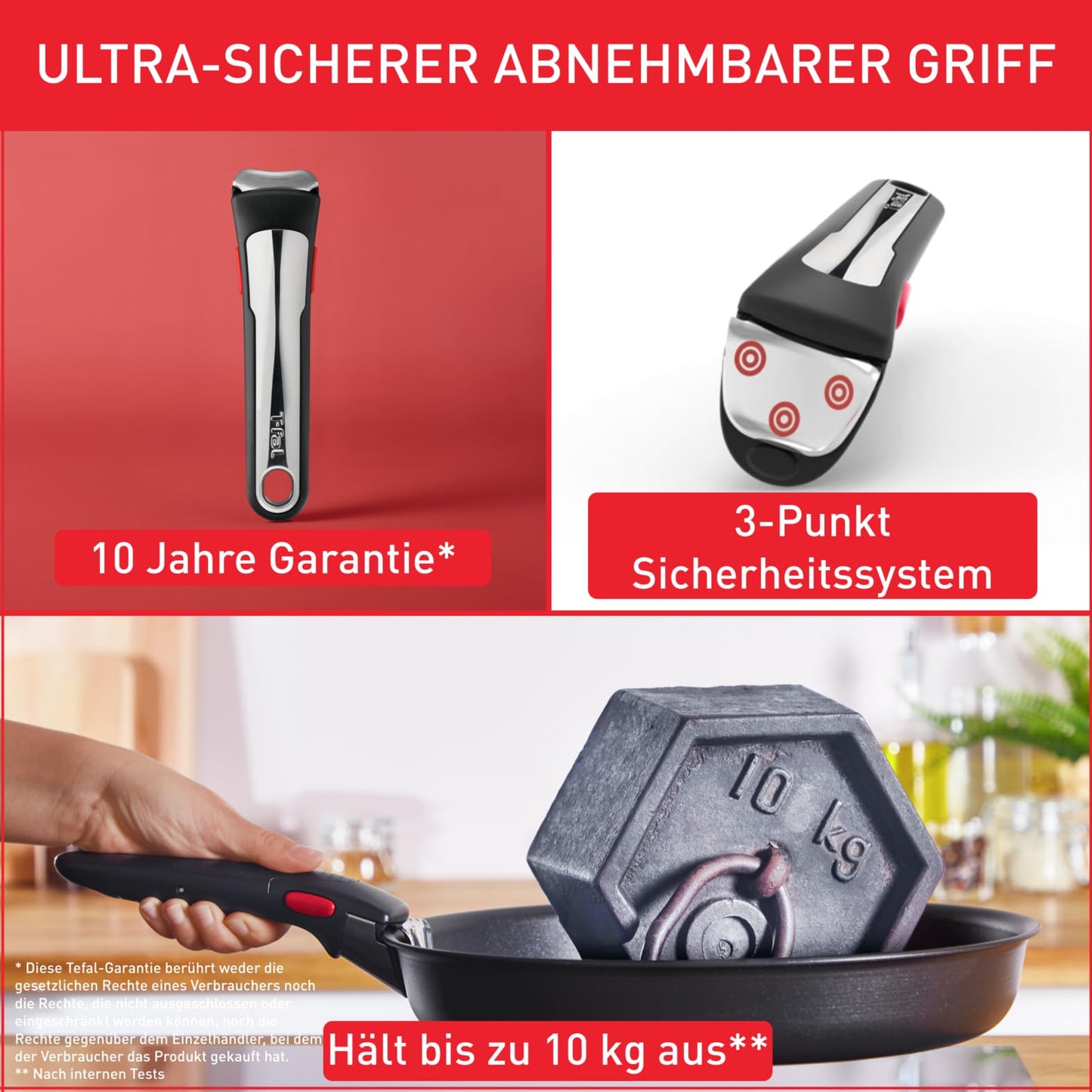 Tefal Ingenio Preference On 4-teiliges Kasserollenset, Edelstahl Topfset mit abnehmbarem Griff