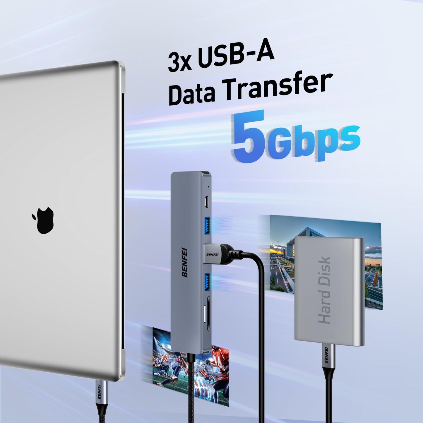"Alleskönner USB-C Hub: 7-in-1 Adapter für maximale Freiheit in Grau!"