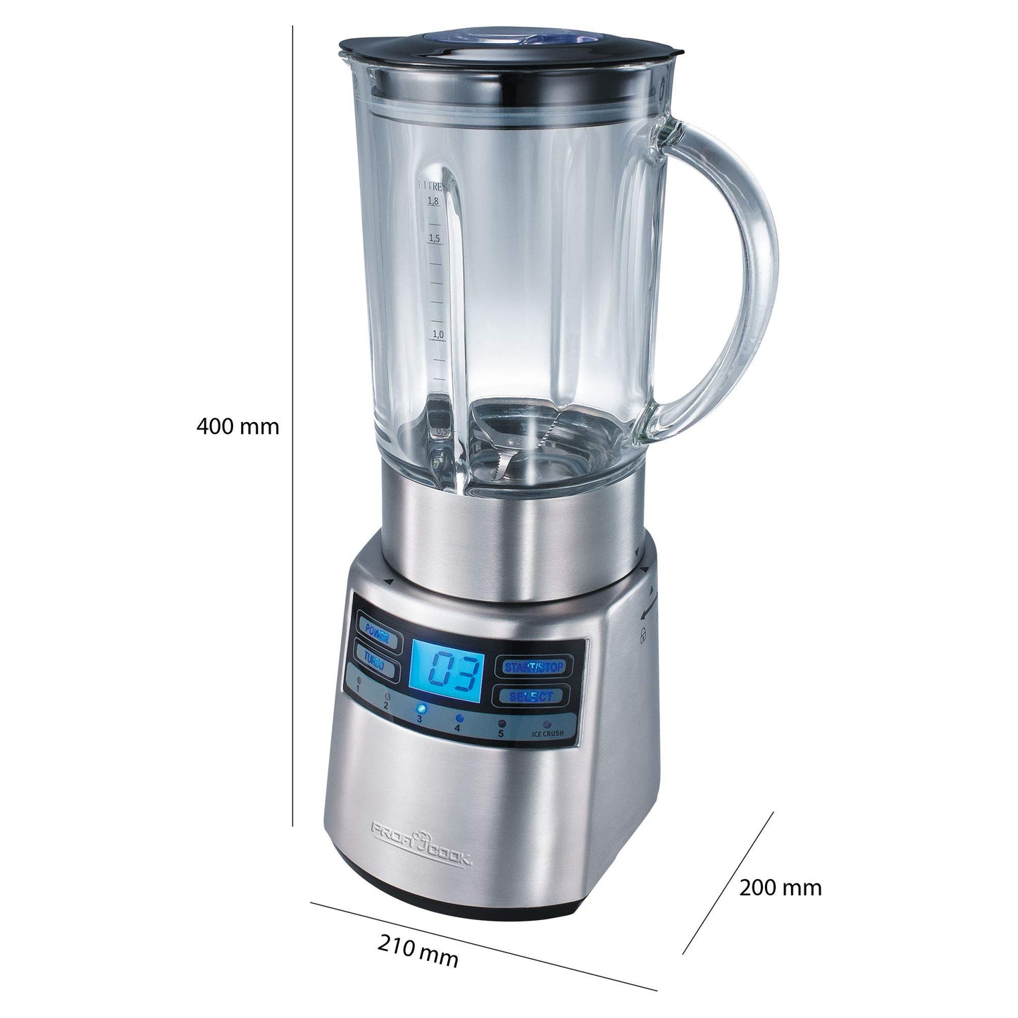 "Mixen wie ein Profi: Edelstahl-Universalmixer mit 1,8L Glasbehälter"
