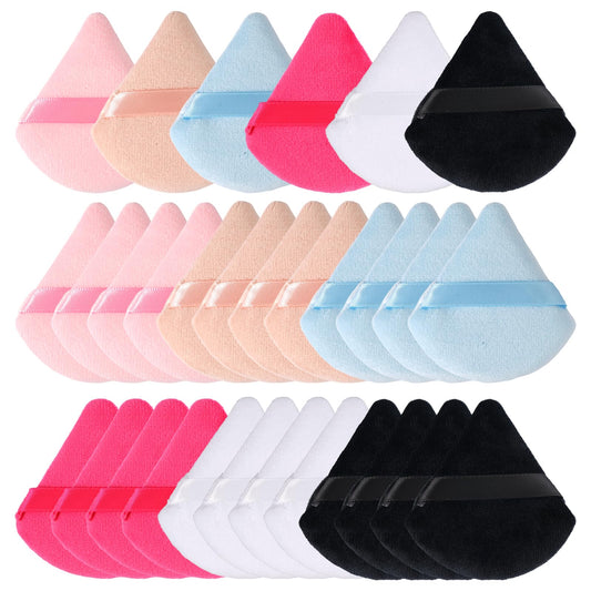 30 Stücke Dreieck Makeup Puderquaste, Schwämmchen Powder Puff, Nass Trocken Dreieck Puderquaste Pads, Kosmetik Gesicht Puderquaste, Make Up Schwämmchen für Loses Puder, Grundierung, Körperpuder