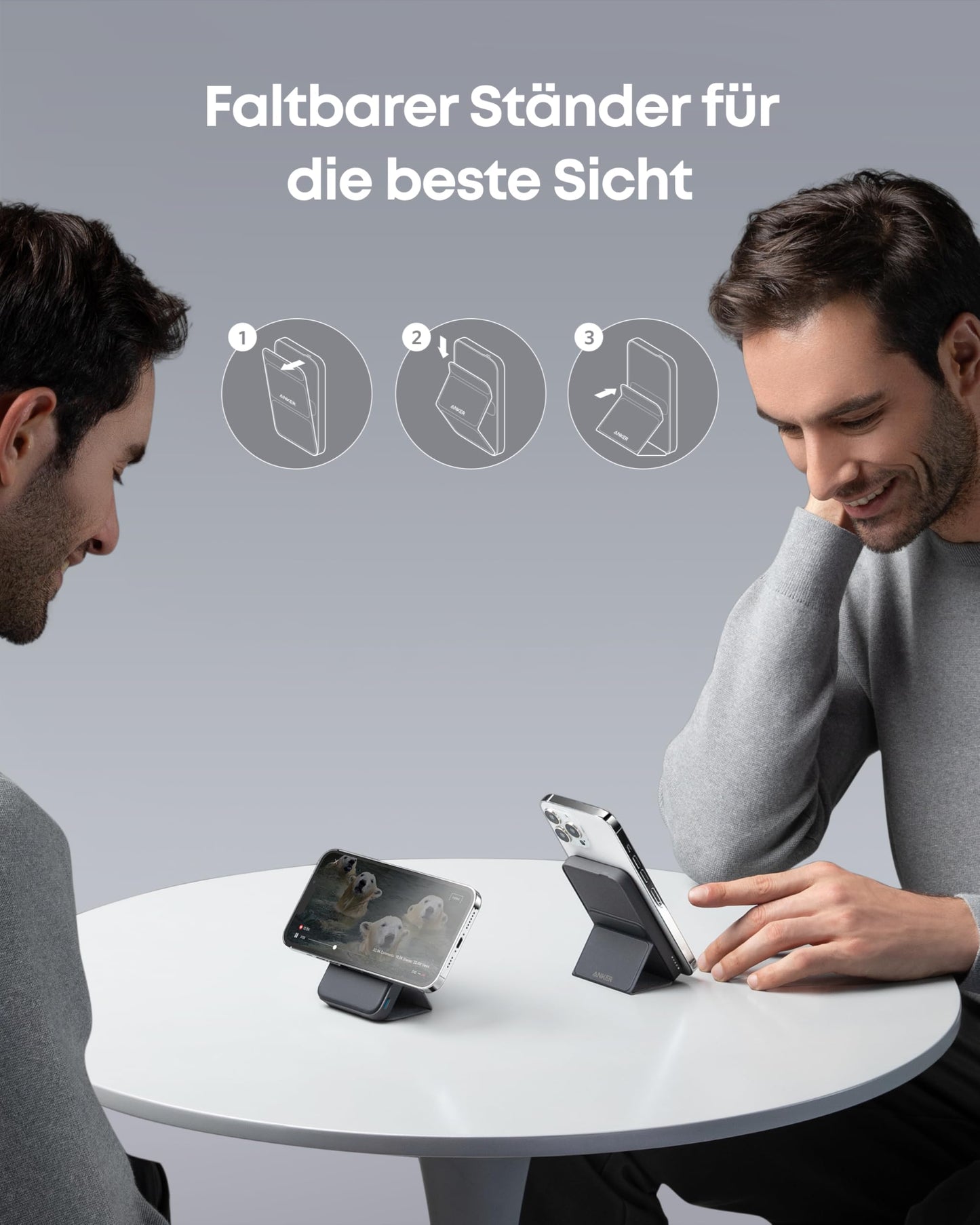 Anker 622 Magnetische Kabellose Powerbank (MagGo), 5000mAh Klappbare Magnetische Powerbank mit USB-C für iPhone 14/13/12, Interstellar