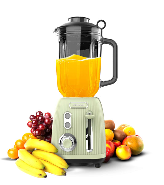 "Entdecken Sie den Retro-Standmixer: 1,5L in Green, 1200W für feine Mixe!"