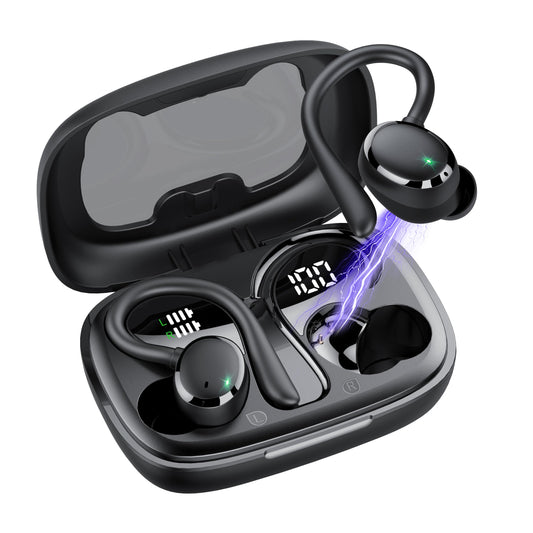 Kopfhörer Kabellos Bluetooth 5.3 Kopfhörer Sport mit ENC Mic, 72 Std Bluetooth Kopfhörer In Ear, Tiefer Bass Earbuds IP7 Wasserdicht Ohrhörer LED-Anzeige USB-C Touch Control mit Ohrhaken