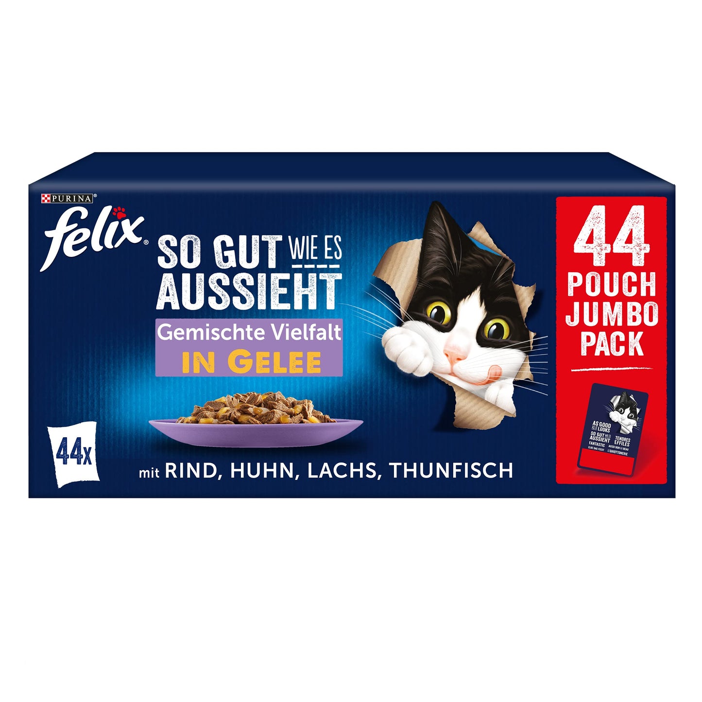 FELIX Katzennassfutter - Gemischte Vielfalt in Gelee 44 x 85g