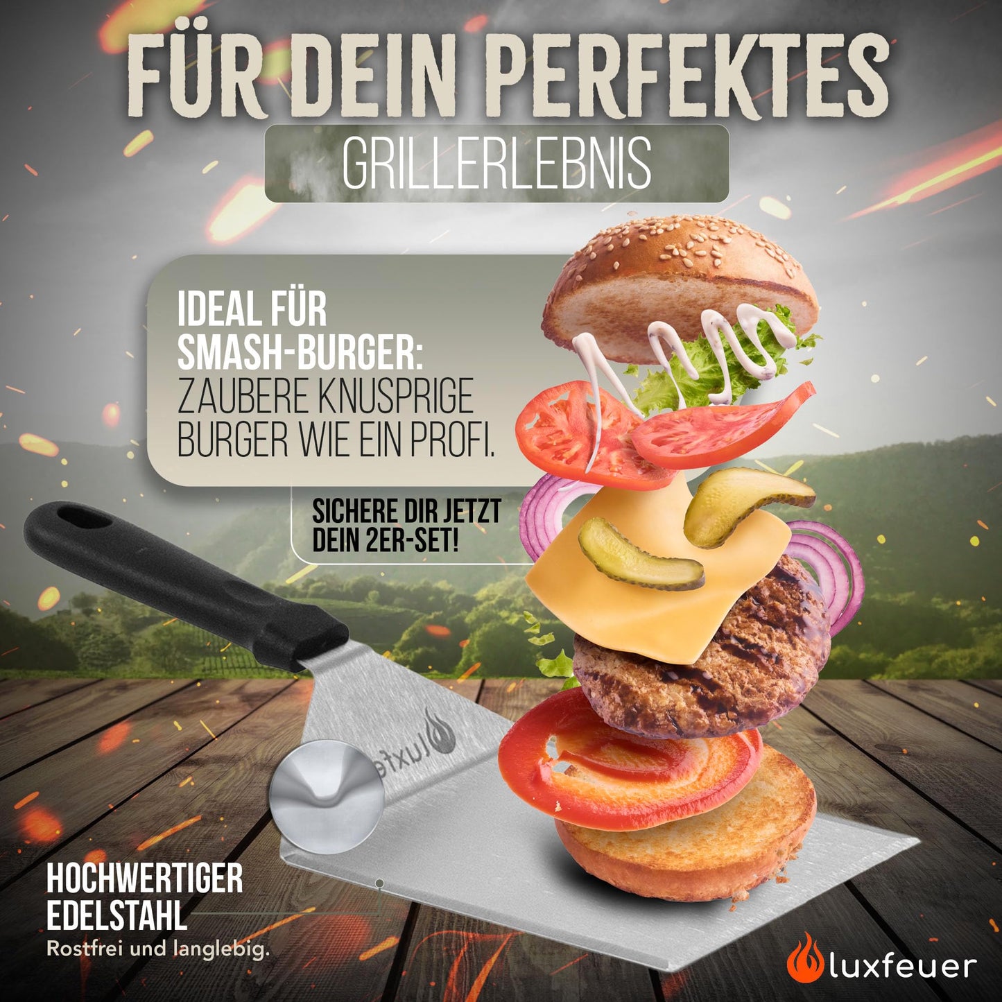 "Präzision für Grillprofis: 2x Edelstahl-Spachtel für Burger & mehr!"