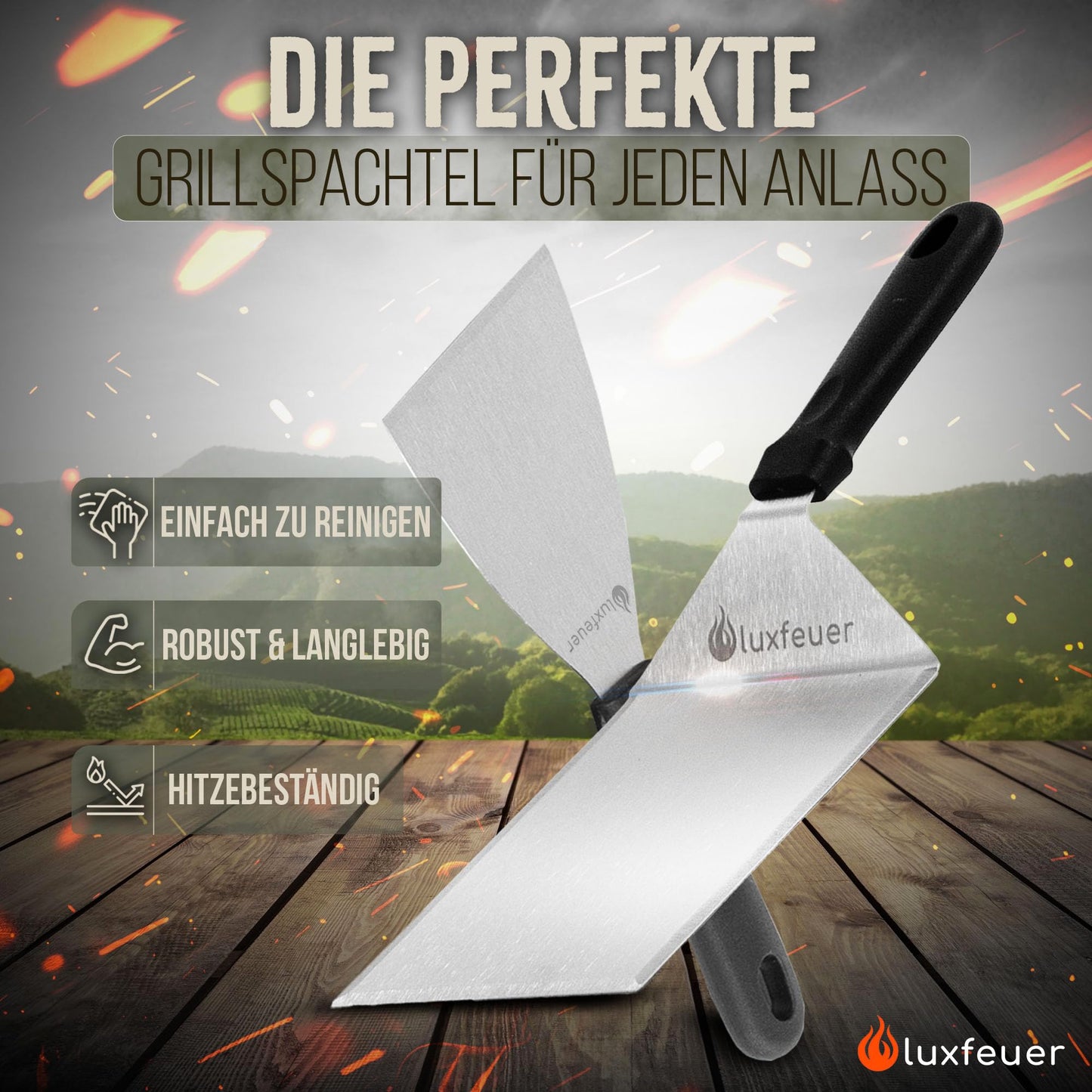 "Präzision für Grillprofis: 2x Edelstahl-Spachtel für Burger & mehr!"