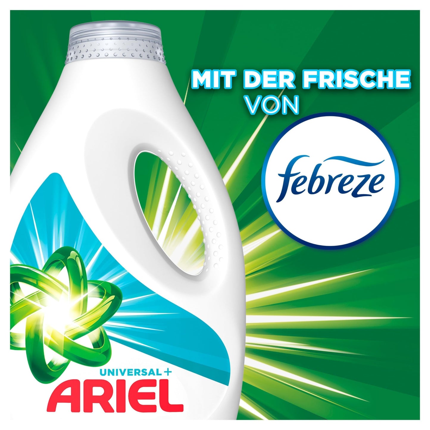 Ariel Flüssigwaschmittel Waschmittel, 100 Waschladungen Universal+ Mit Der Frische Von Febreze, Ausgezeichnete Fleckenentfernung Selbst Bei Kaltwäsche
