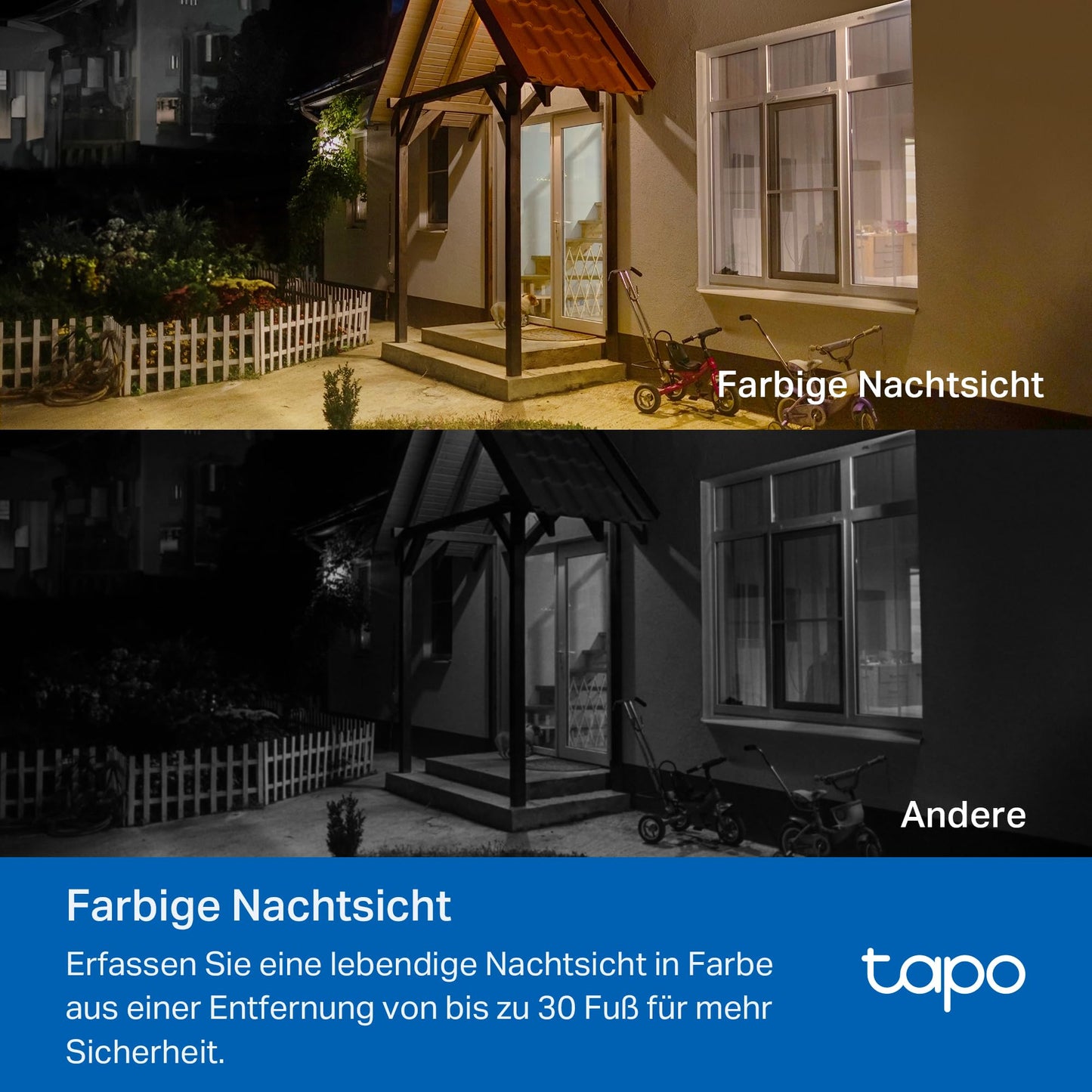 Tapo C410 KIT Solar Überwachungskamera Aussen Akku, 2K 3MP, Farbnachtsicht, MicroSD-Speicher, 6400-mAh Nicht entfernbarer Akku, Zwei-Wege-Audio, Personenerkennung, Alexa&Google Assistant, 2,4 GHz