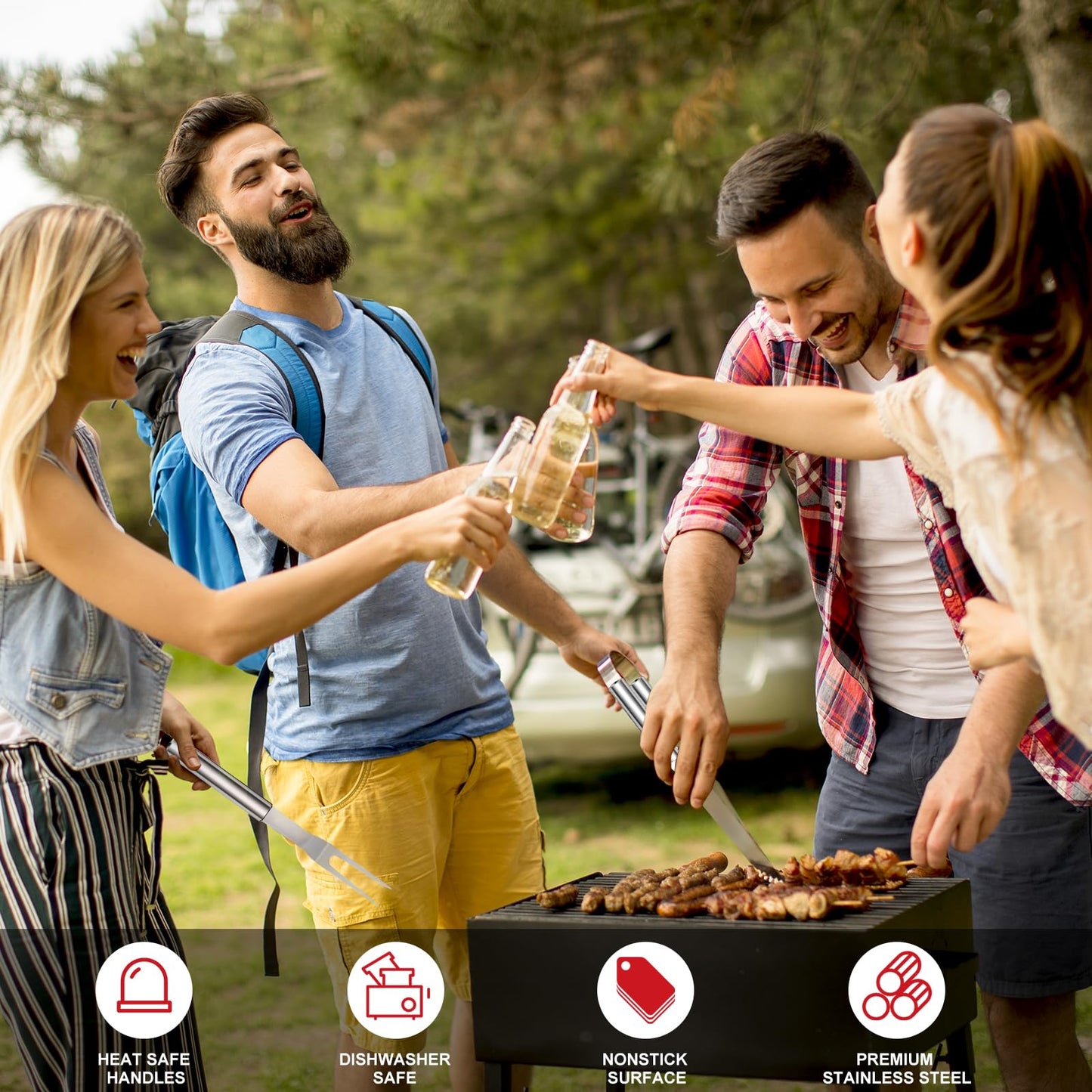 "Vollständiges 20er Grillzubehör-Set in Edelstahl – Perfekt für Grillmeister!"