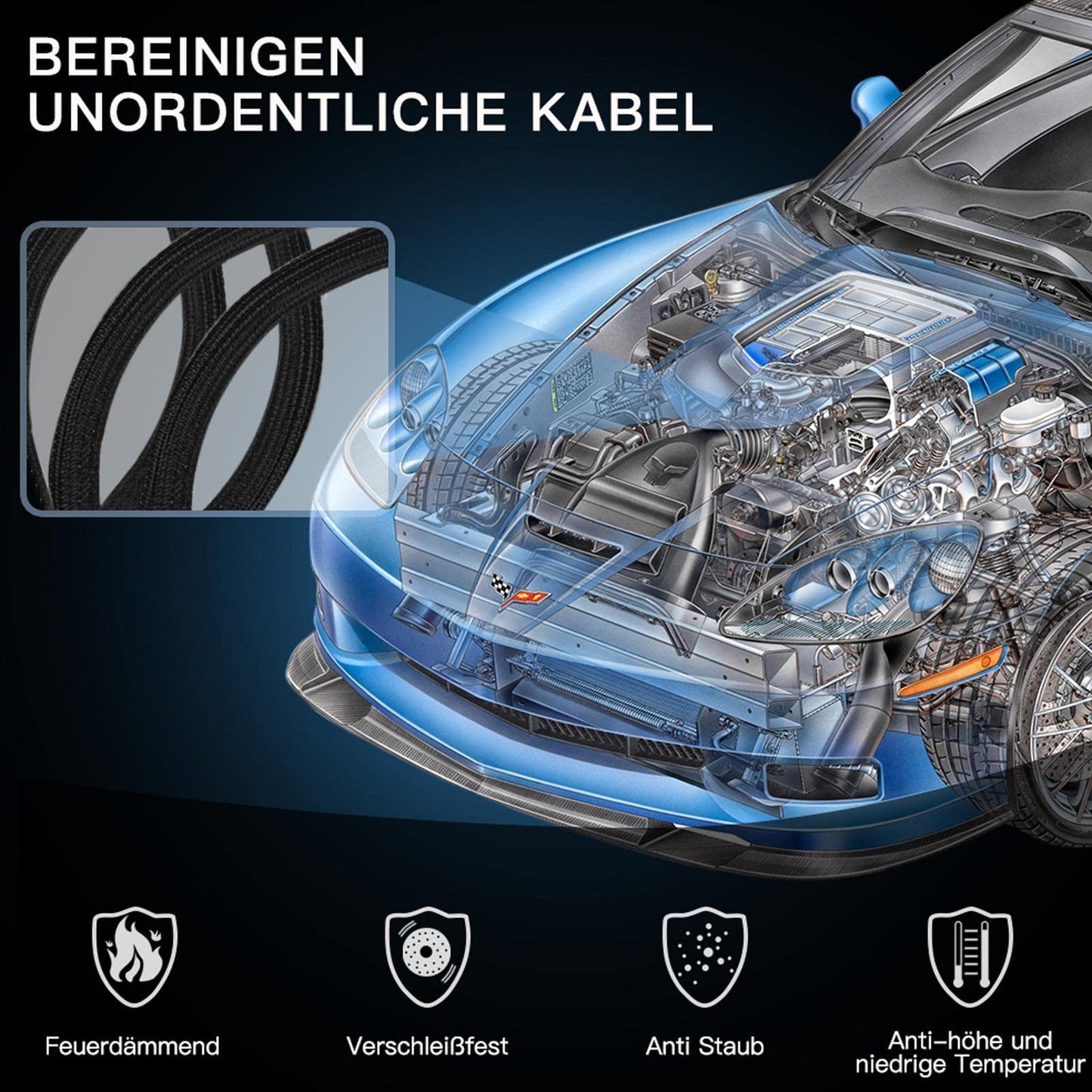 "Ordnung im Chaos: Flexibler, schwarzer 3m Kabelschlauch für alle Kabel!"