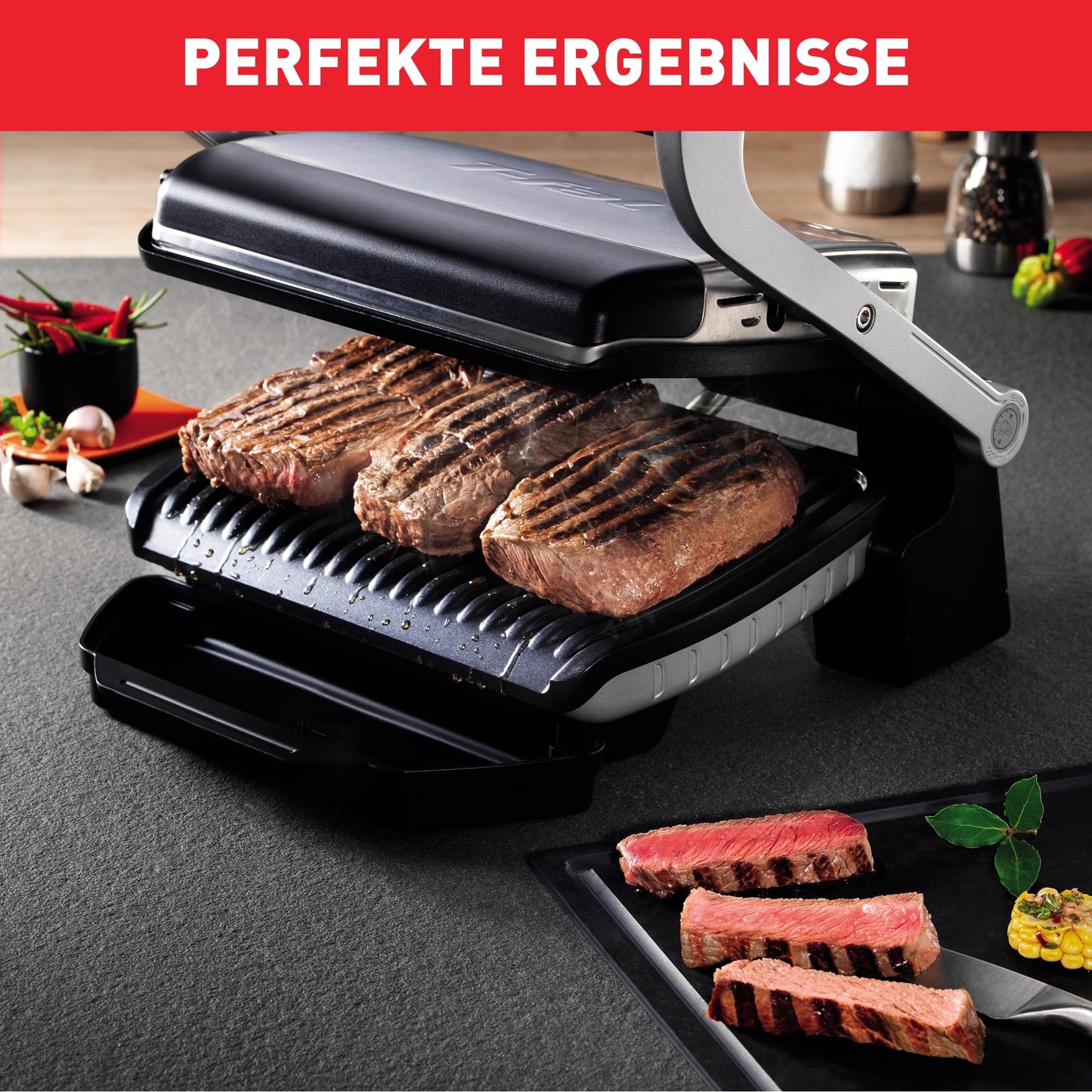 "Perfekte Grillergebnisse: Edelstahl Kontaktgrill mit 6 Programmen für Genuss"