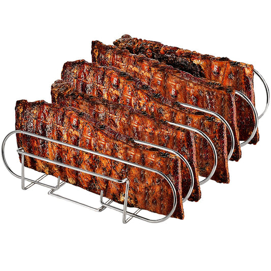 "Maximale Grillpower: Edelstahl Spareribs Halter für 5 köstliche Rippchen!"