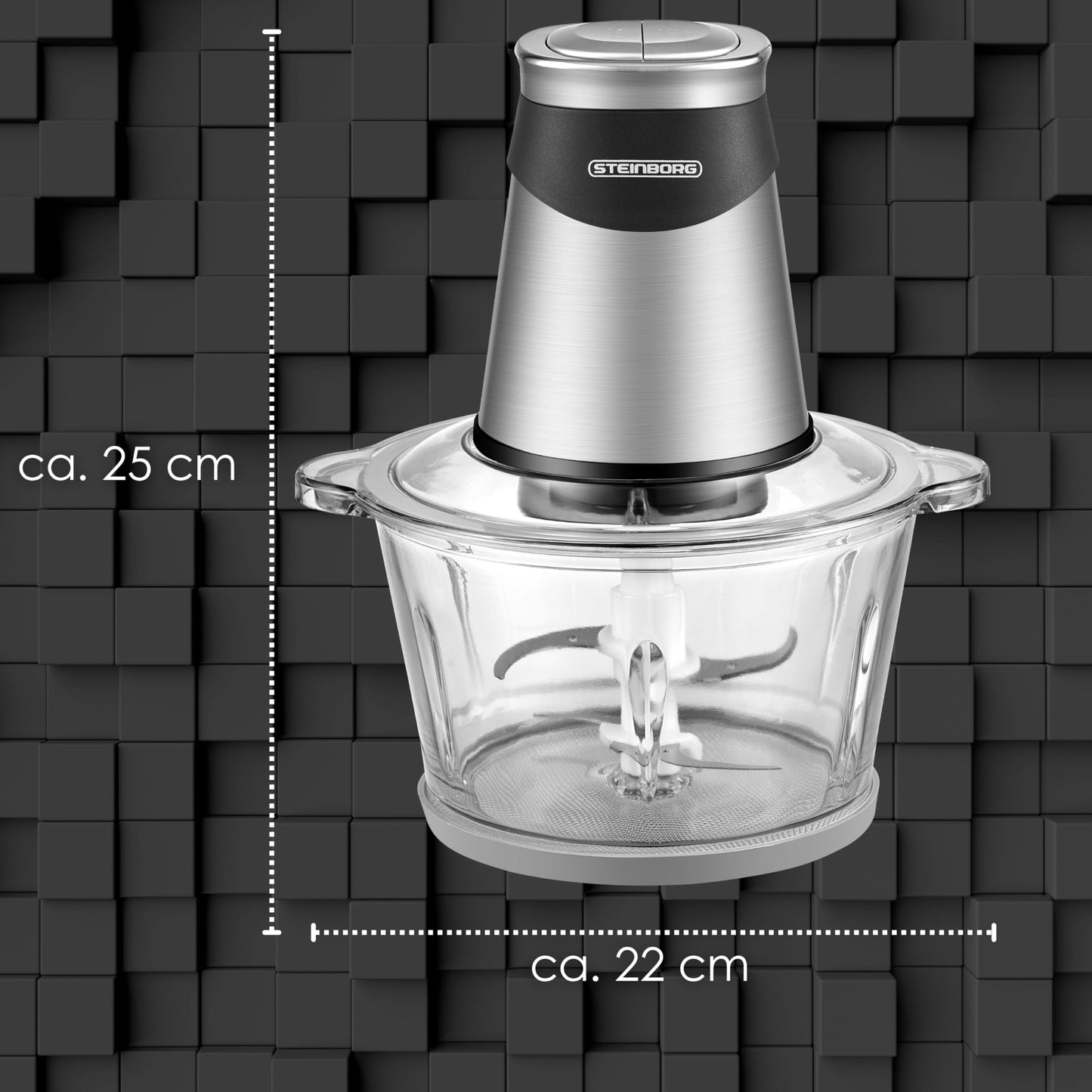 "Blitzschnell zerkleinert: Elektrischer Zerkleinerer in Silber mit 1,8L!"